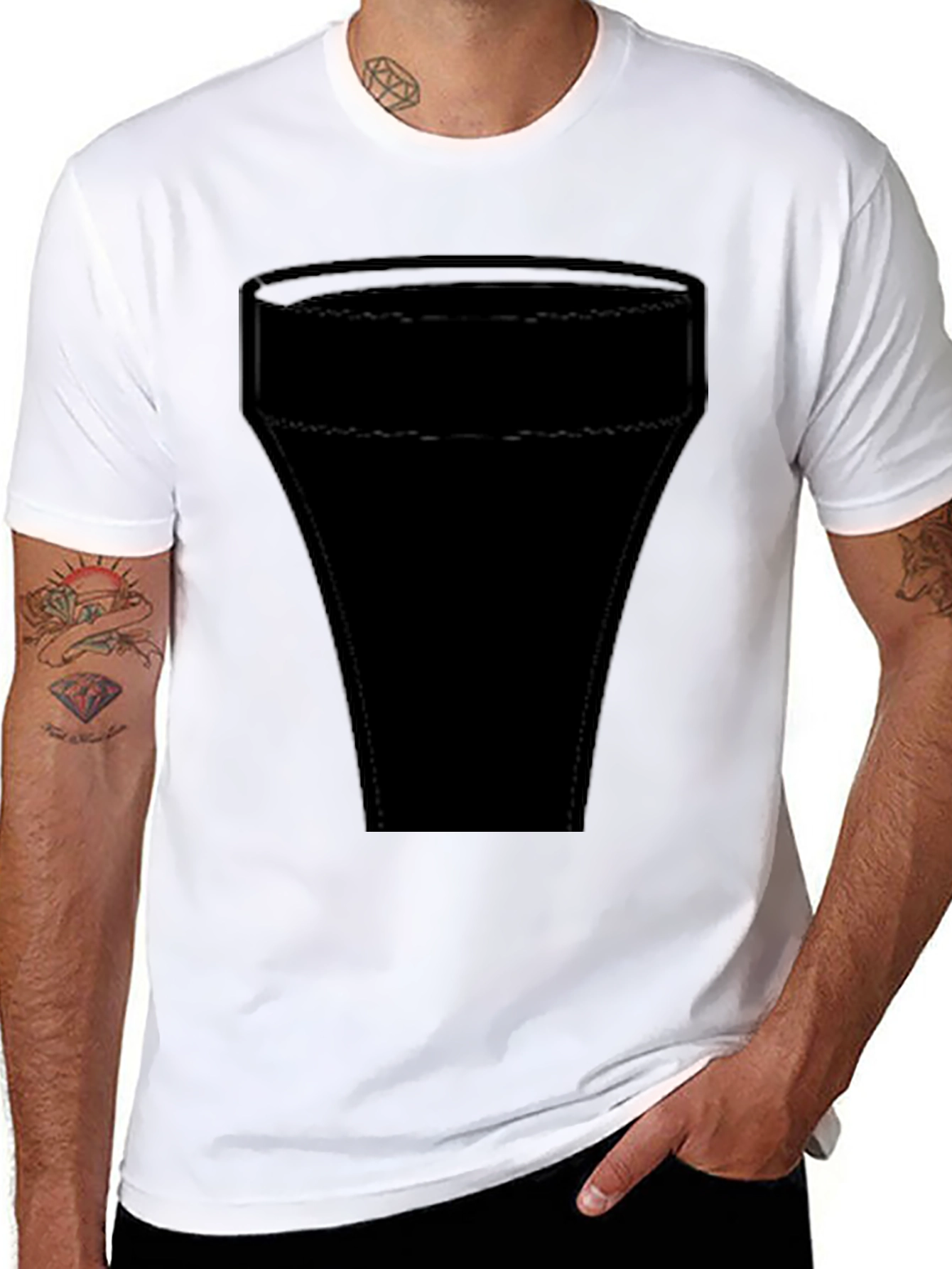Mens Solid Black Short Sleeve Graphic T-Shirt