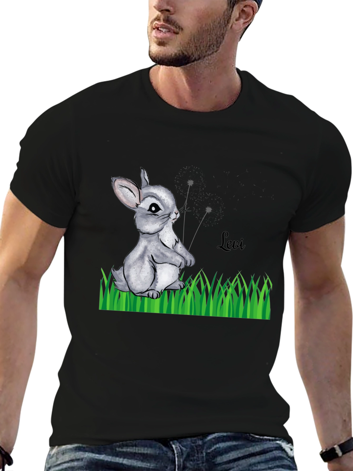 Bunny Levi Graphic Print Black T-Shirt