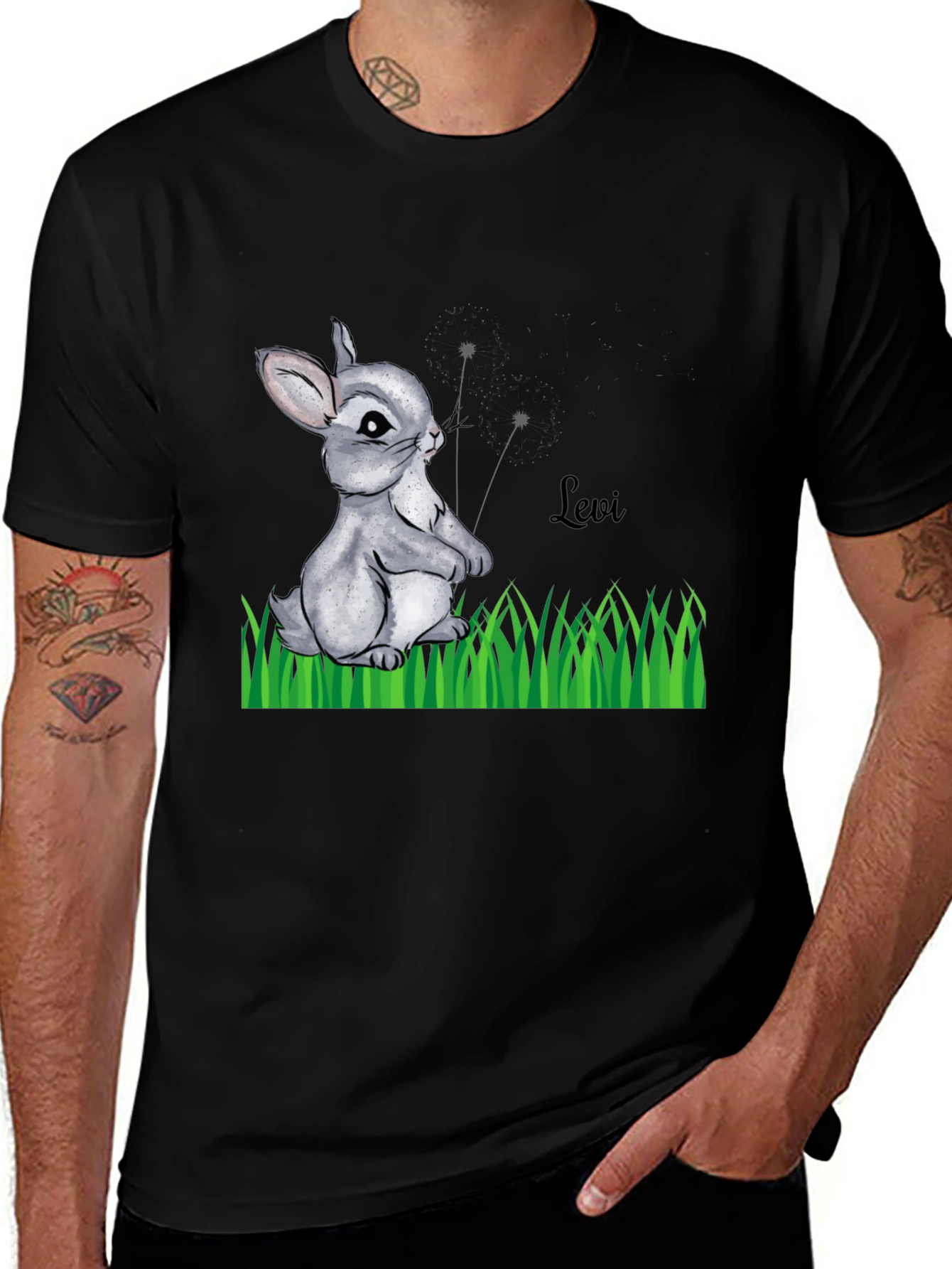 Bunny Levi Graphic Print Black T-Shirt