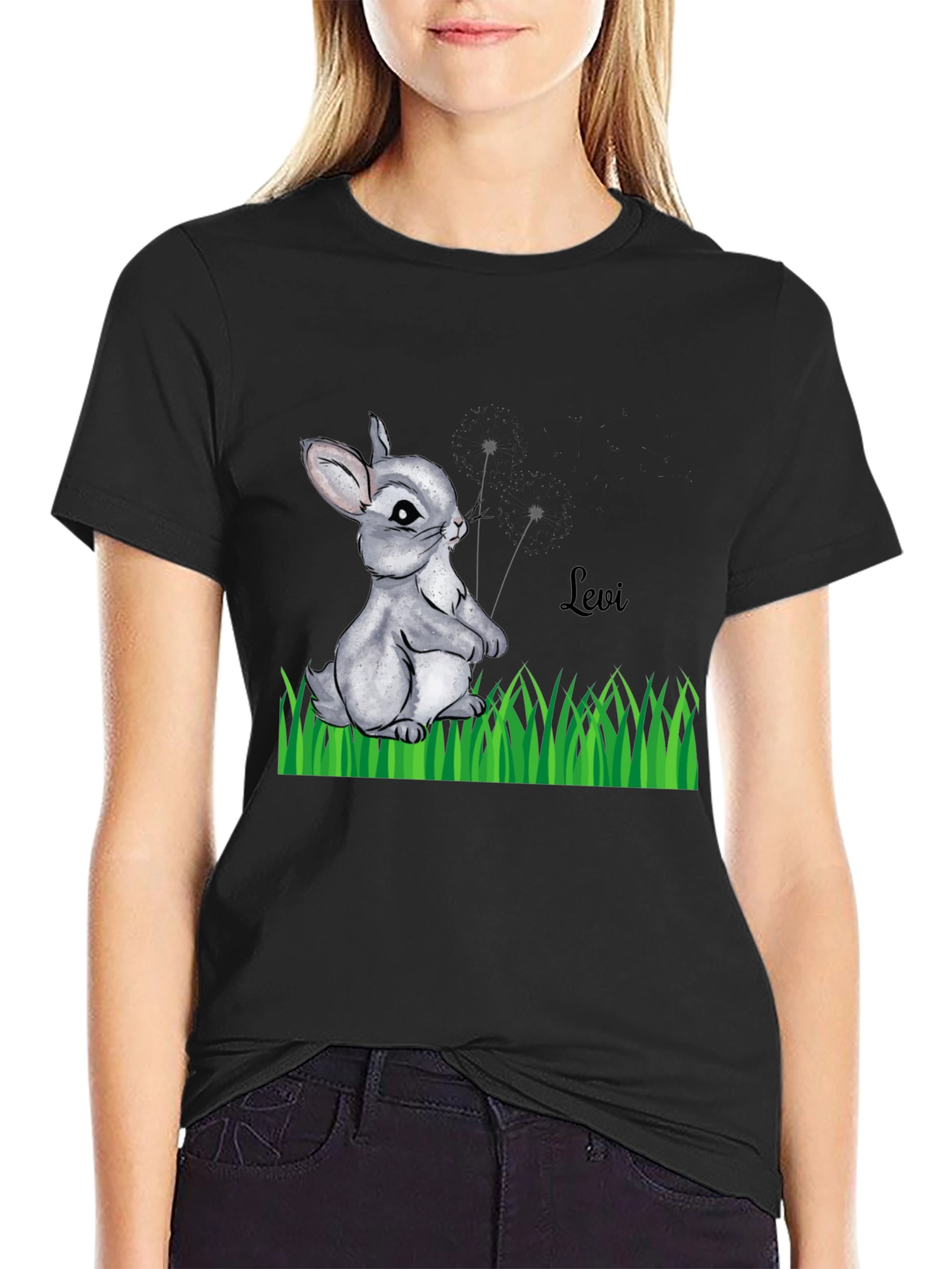 Bunny Levi Graphic Print Black T-Shirt