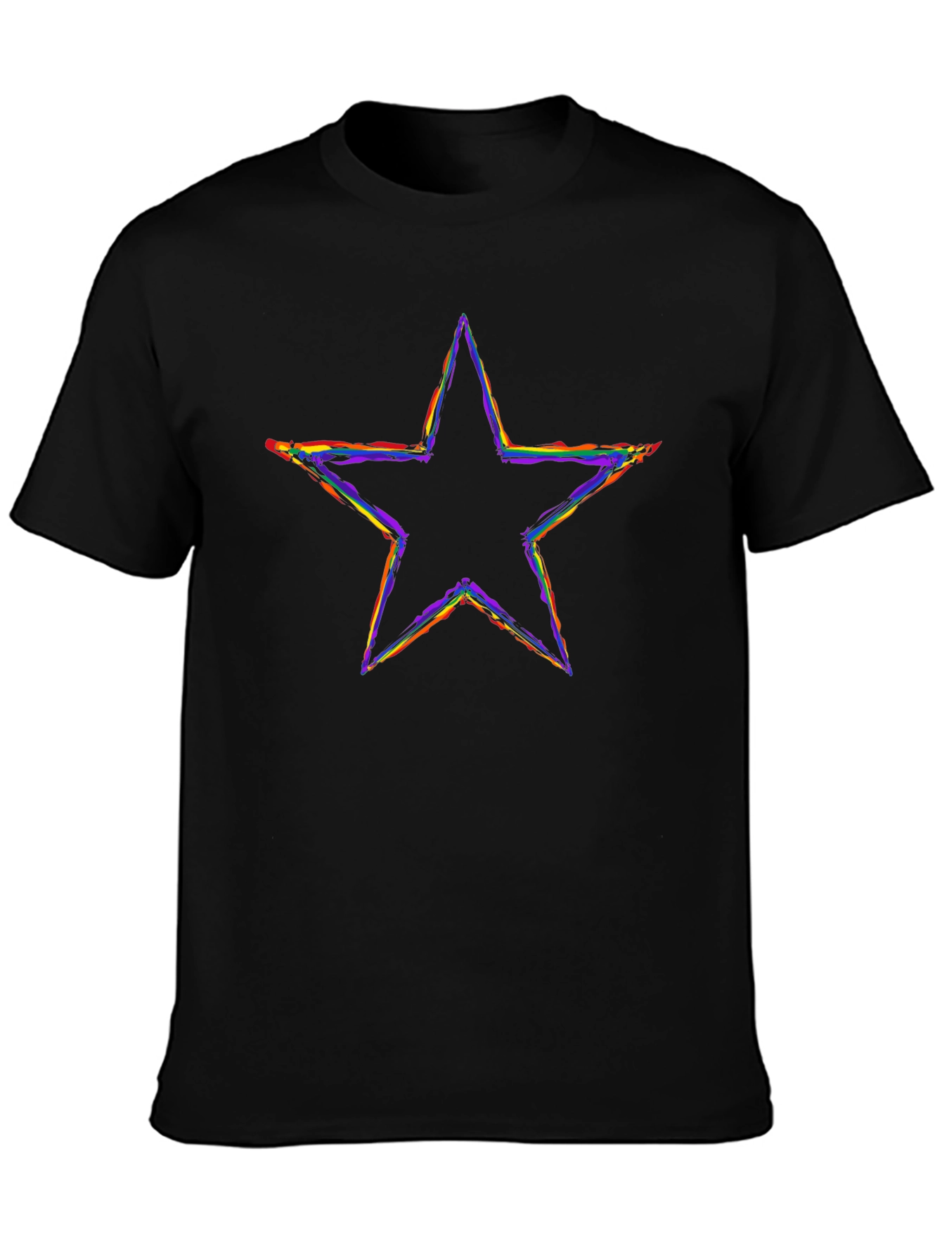 Rainbow Star Graphic Black T-Shirt