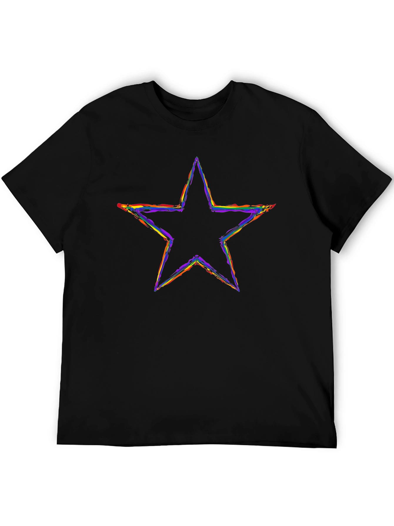Rainbow Star Graphic Black T-Shirt