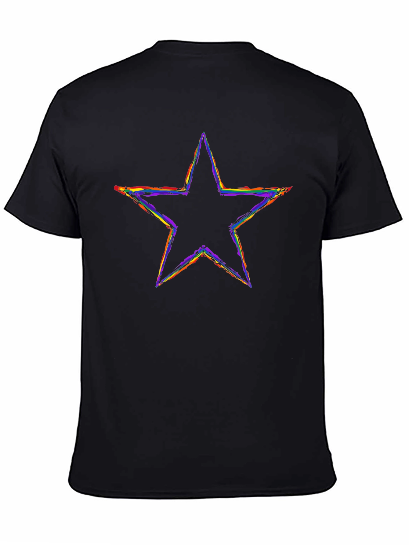 Rainbow Star Graphic Black T-Shirt