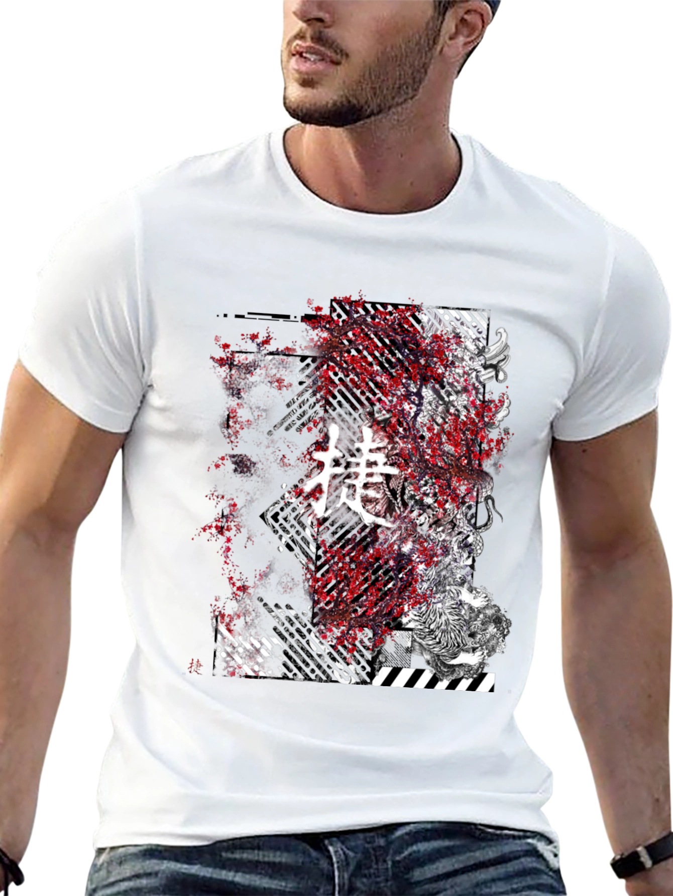 Graphic Black T-Shirt - Japanese Art Skull