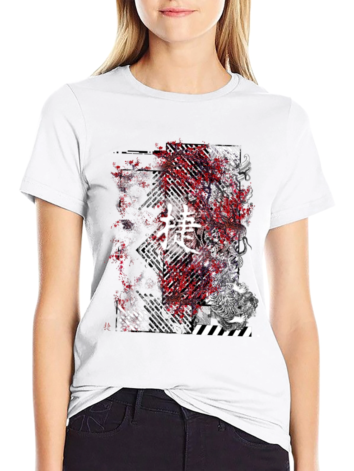 Graphic Black T-Shirt - Japanese Art Skull