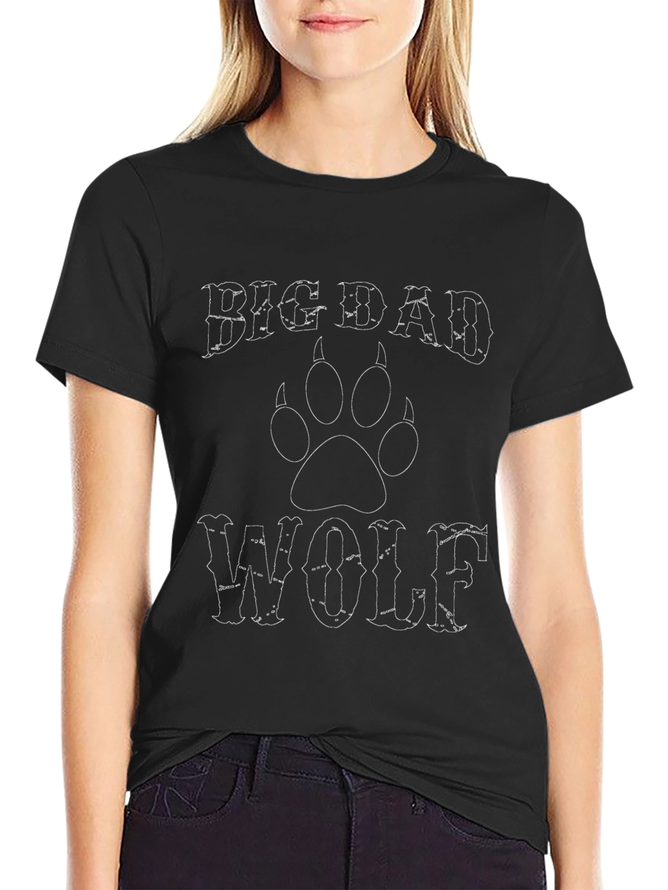 Big Dad Wolf Graphic T-Shirt - Mens Black Tee