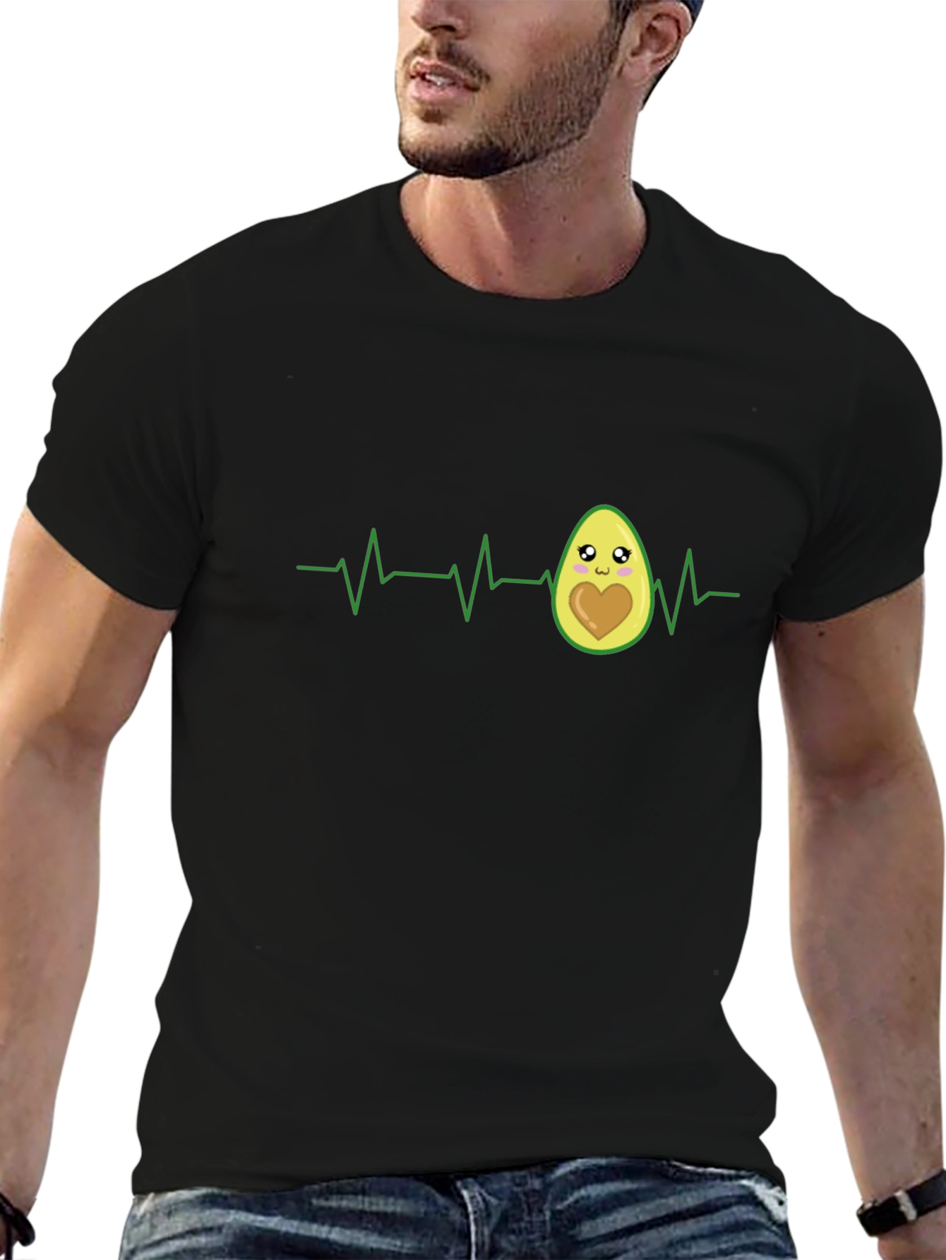 Avocado Heartbeat T-Shirt - Cute ECG Design