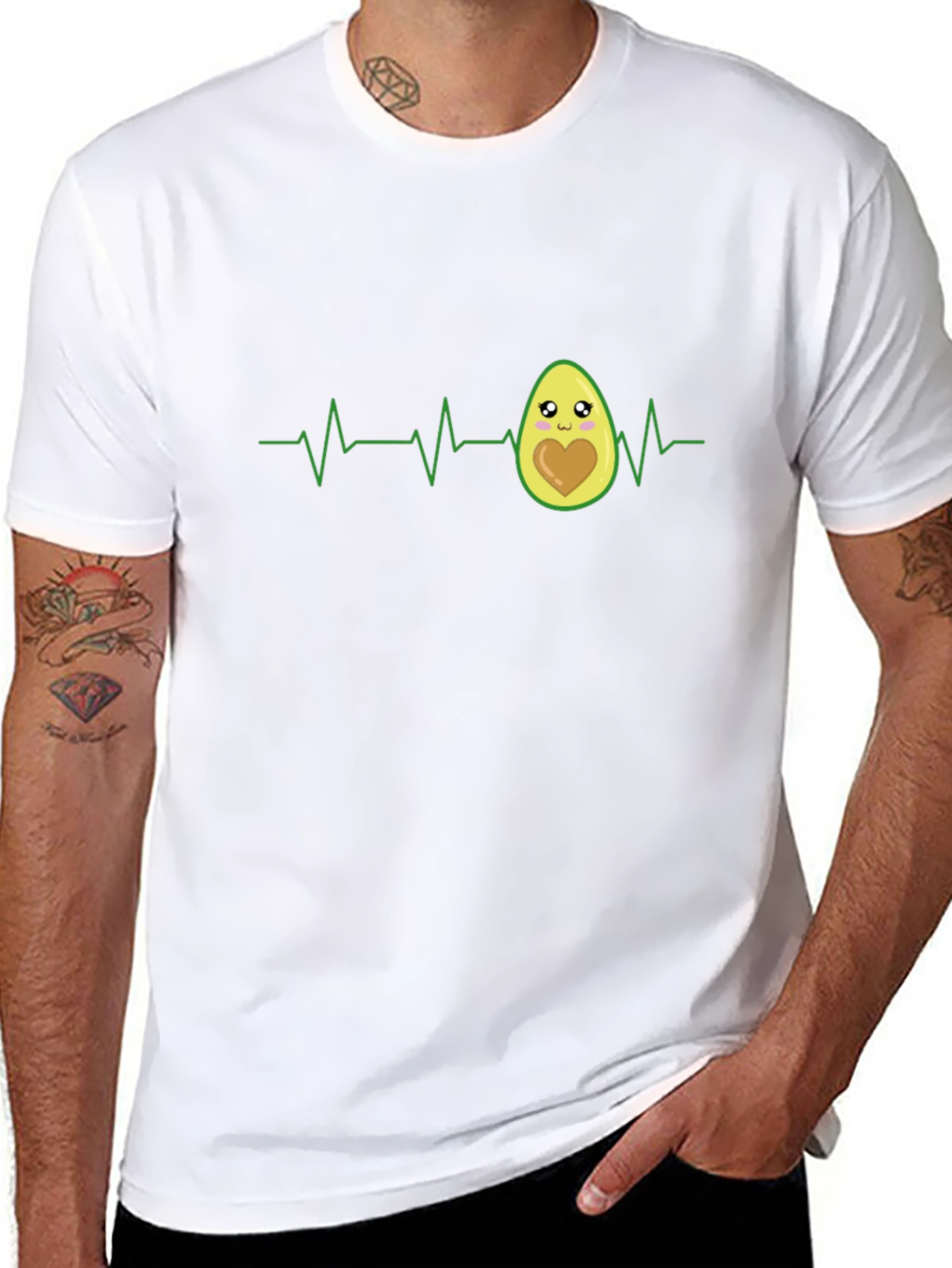 Avocado Heartbeat T-Shirt - Cute ECG Design