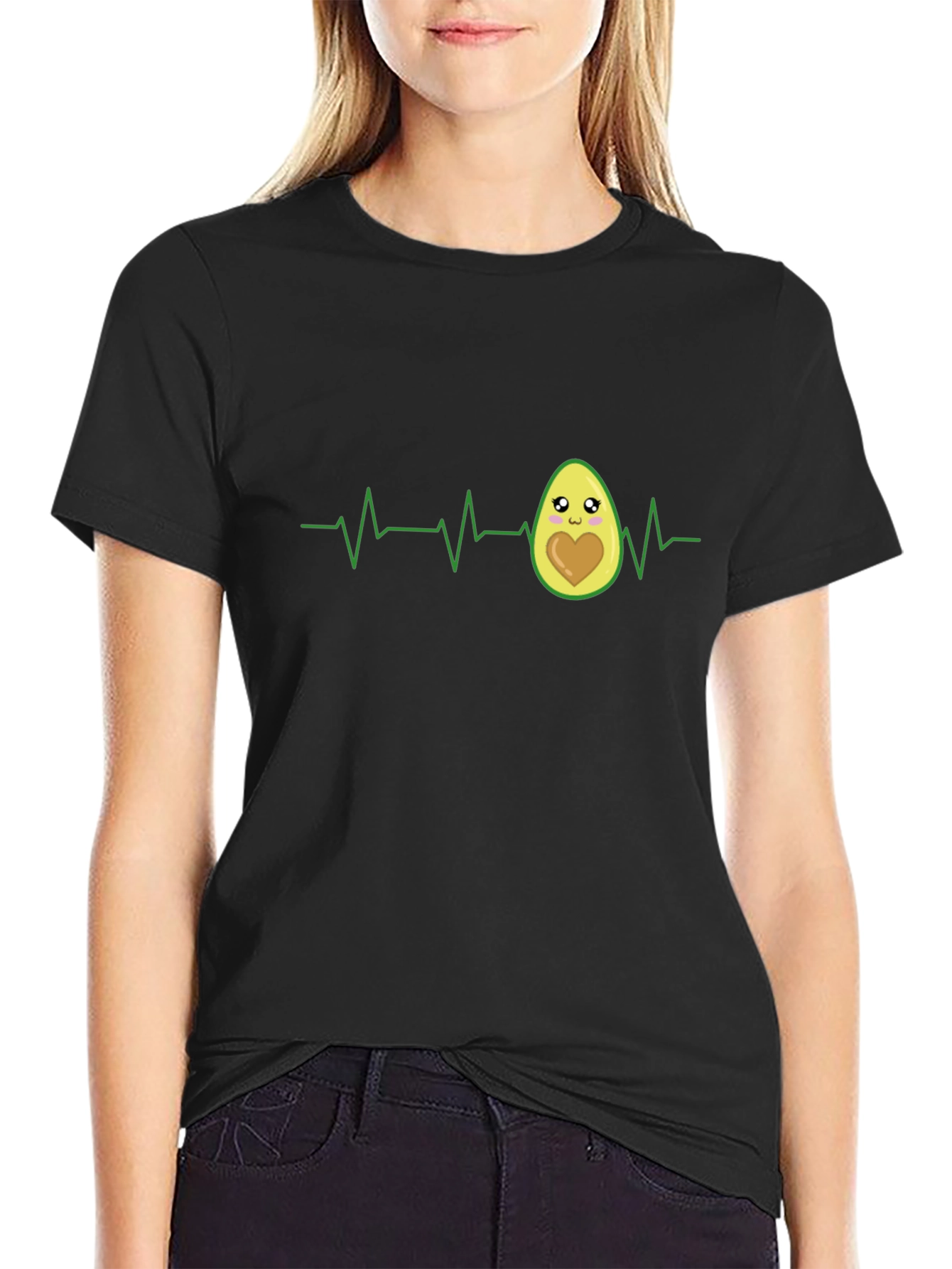 Avocado Heartbeat T-Shirt - Cute ECG Design