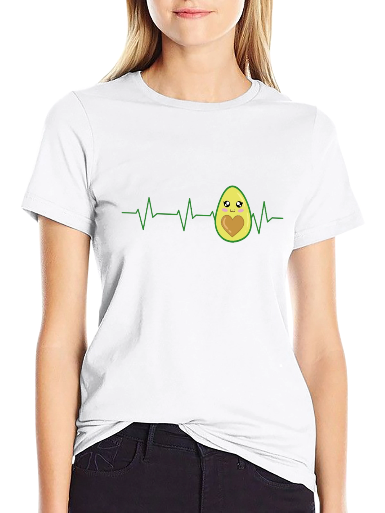 Avocado Heartbeat T-Shirt - Cute ECG Design