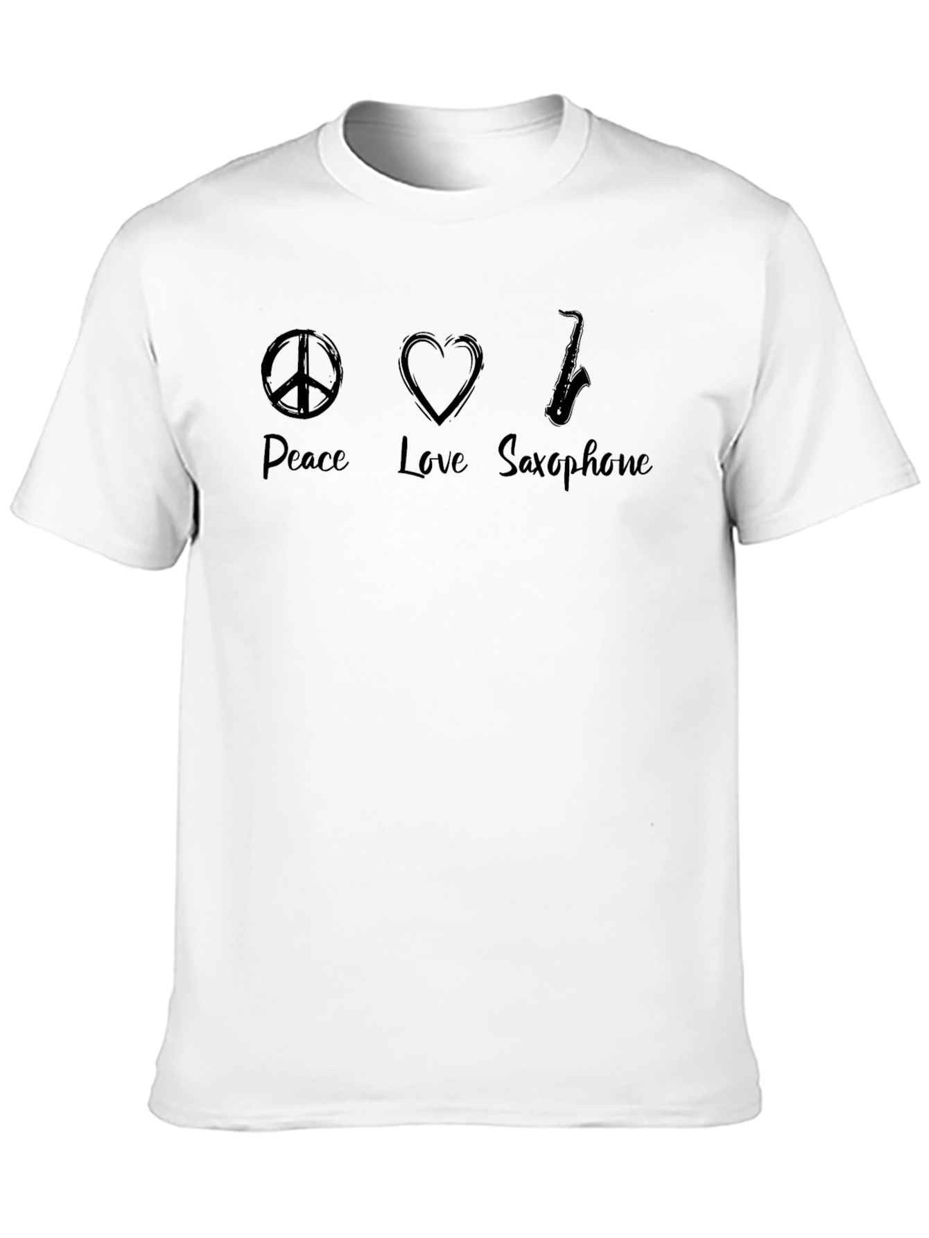 Peace Love Saxophone Black T-Shirt