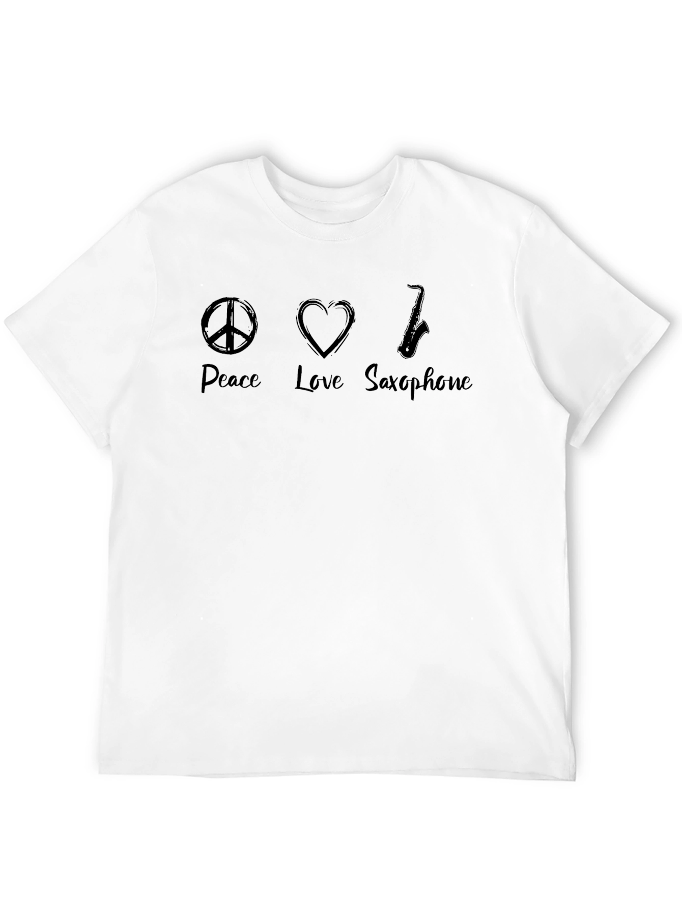 Peace Love Saxophone Black T-Shirt