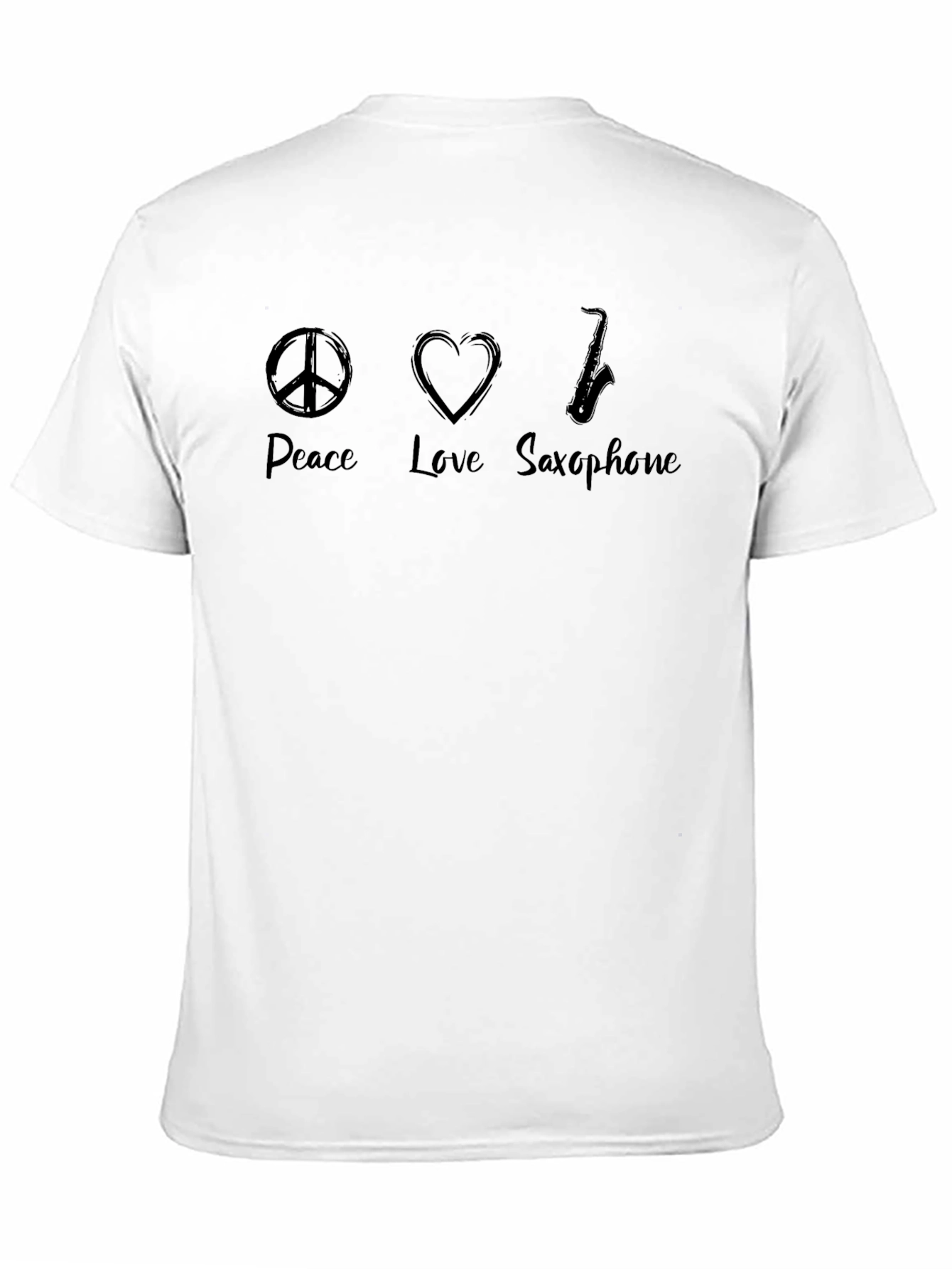 Peace Love Saxophone Black T-Shirt
