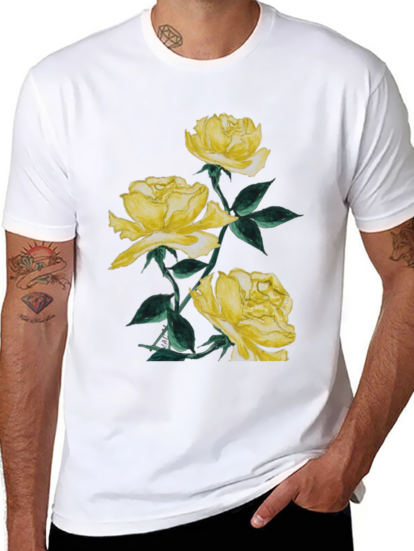 Yellow Roses Graphic Tee - Stylish Floral Design