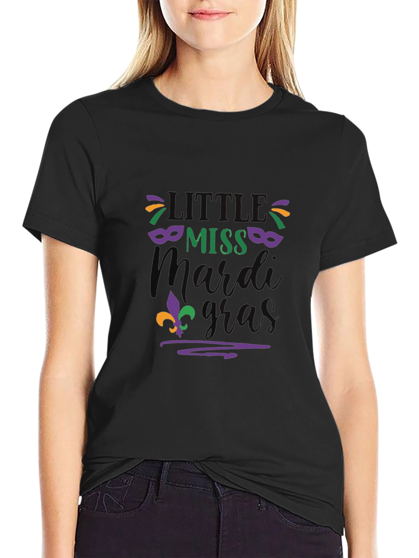 Little Miss Mardi Gras Tee - Black