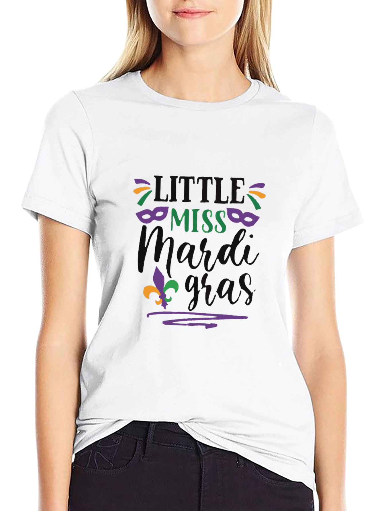 Little Miss Mardi Gras Tee - Black