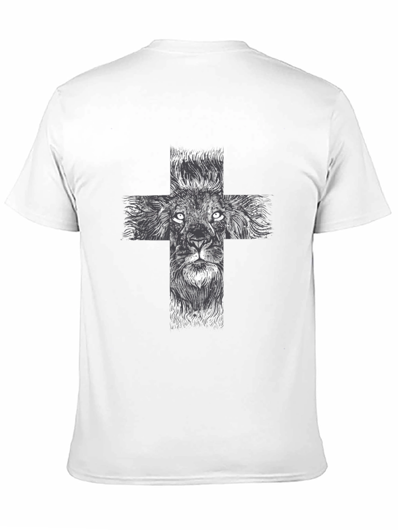 Lion Cross Graphic Tee - Black Casual T-Shirt