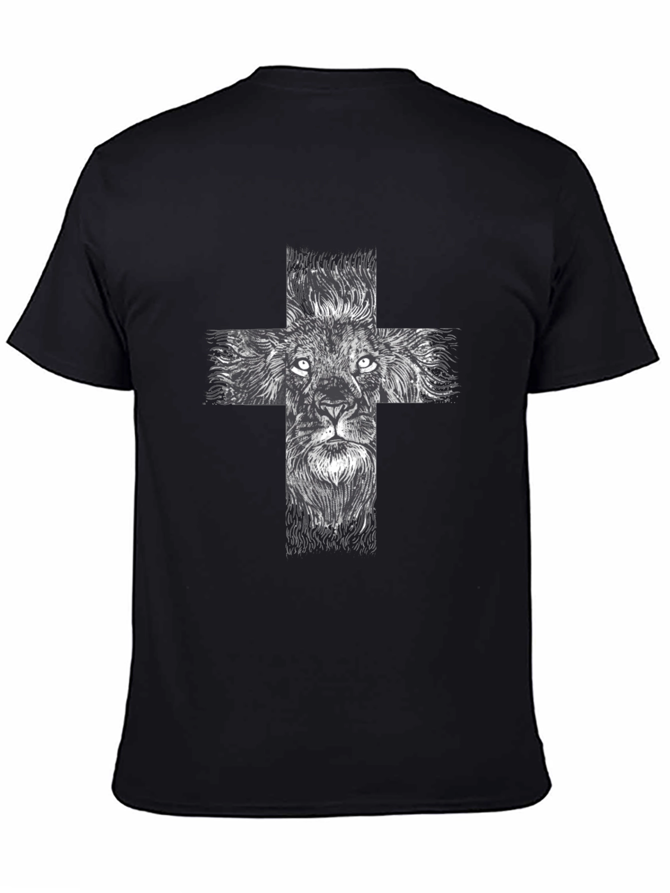 Lion Cross Graphic Tee - Black Casual T-Shirt