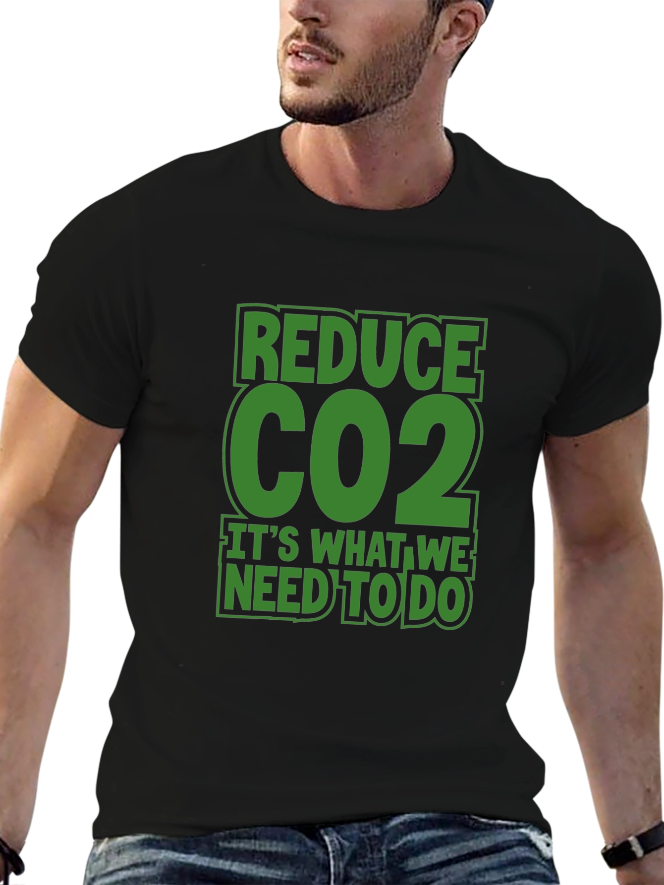 Reduce CO2 Black Graphic T-Shirt