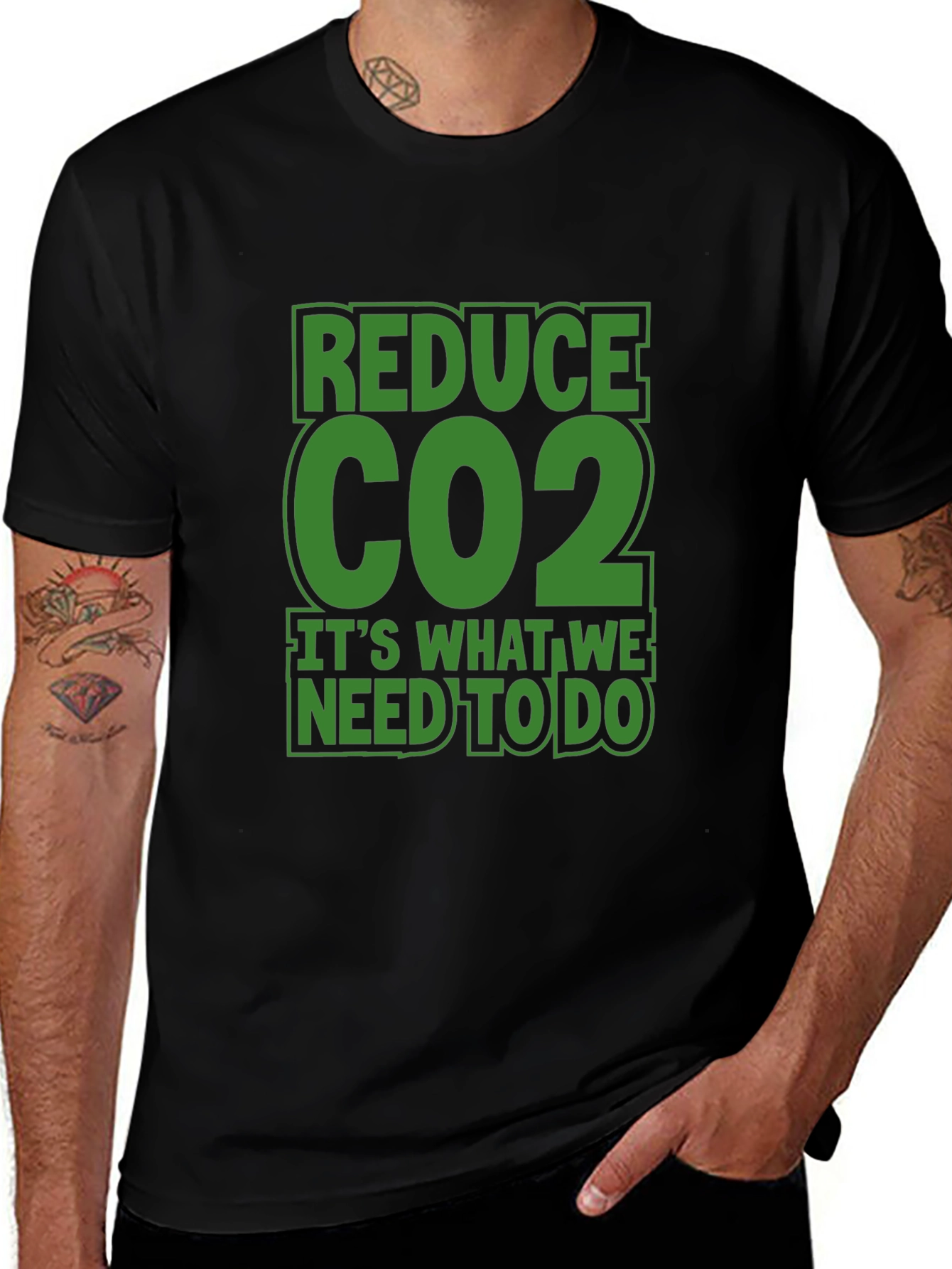 Reduce CO2 Black Graphic T-Shirt