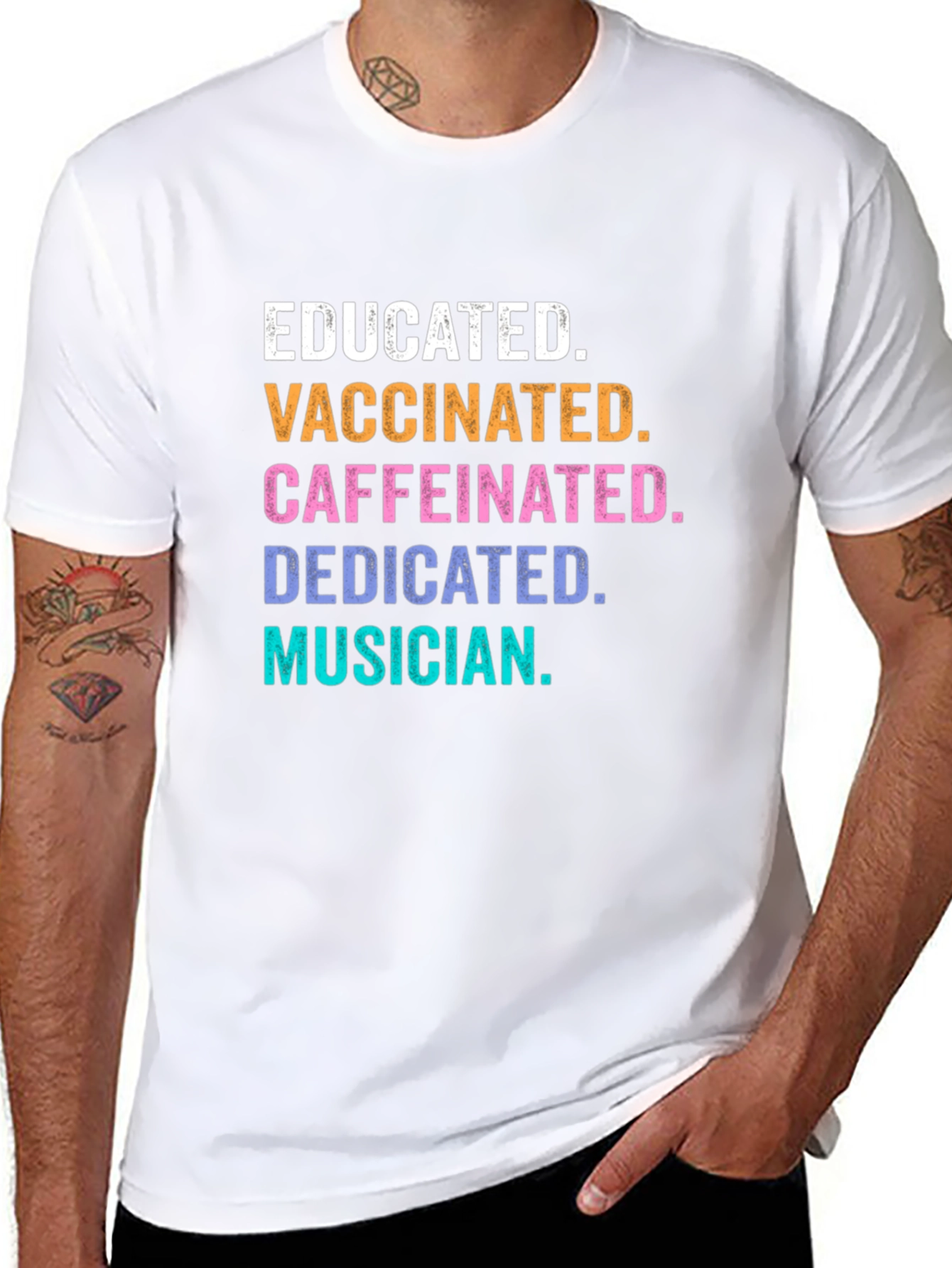 Educated Vaccinated Caffeinated Dedicated Musician T-Shirt