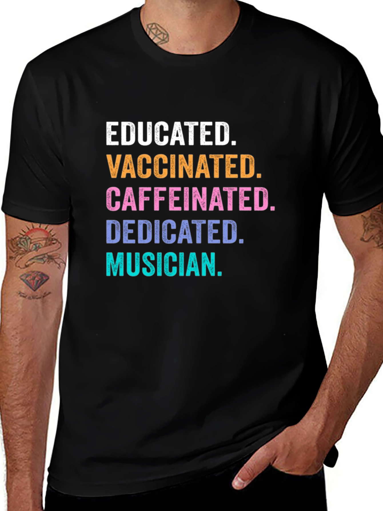 Educated Vaccinated Caffeinated Dedicated Musician T-Shirt