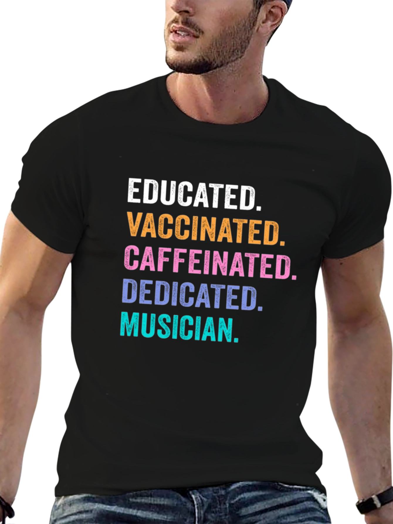 Educated Vaccinated Caffeinated Dedicated Musician T-Shirt