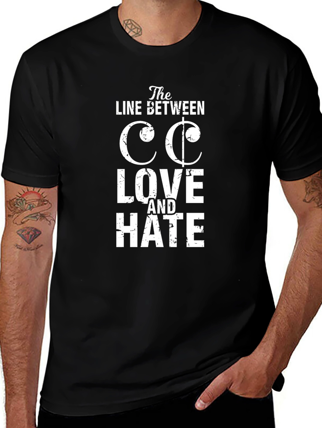 Love & Hate T-Shirt - Black Cotton Tee