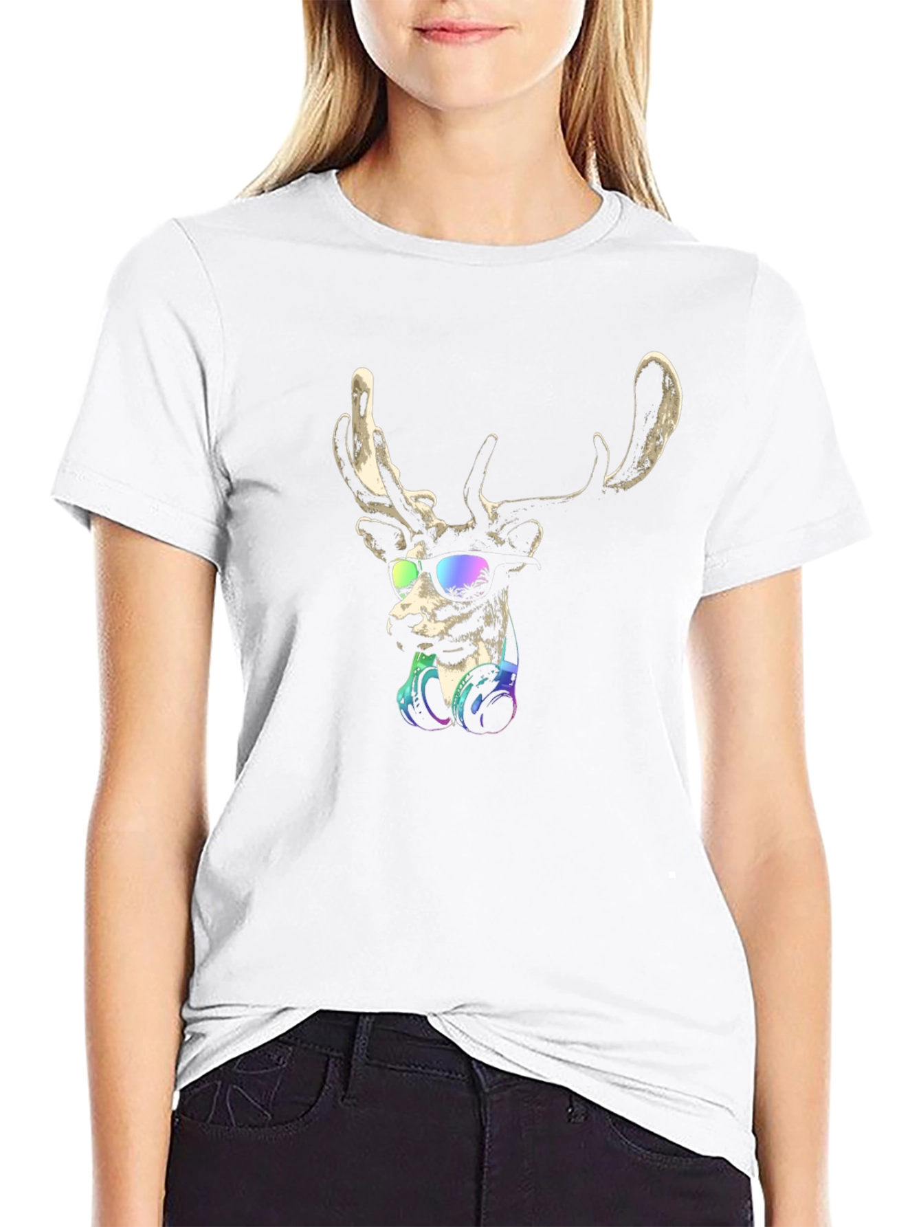 Cool Deer Graphic T-Shirt - Mens Black Tee