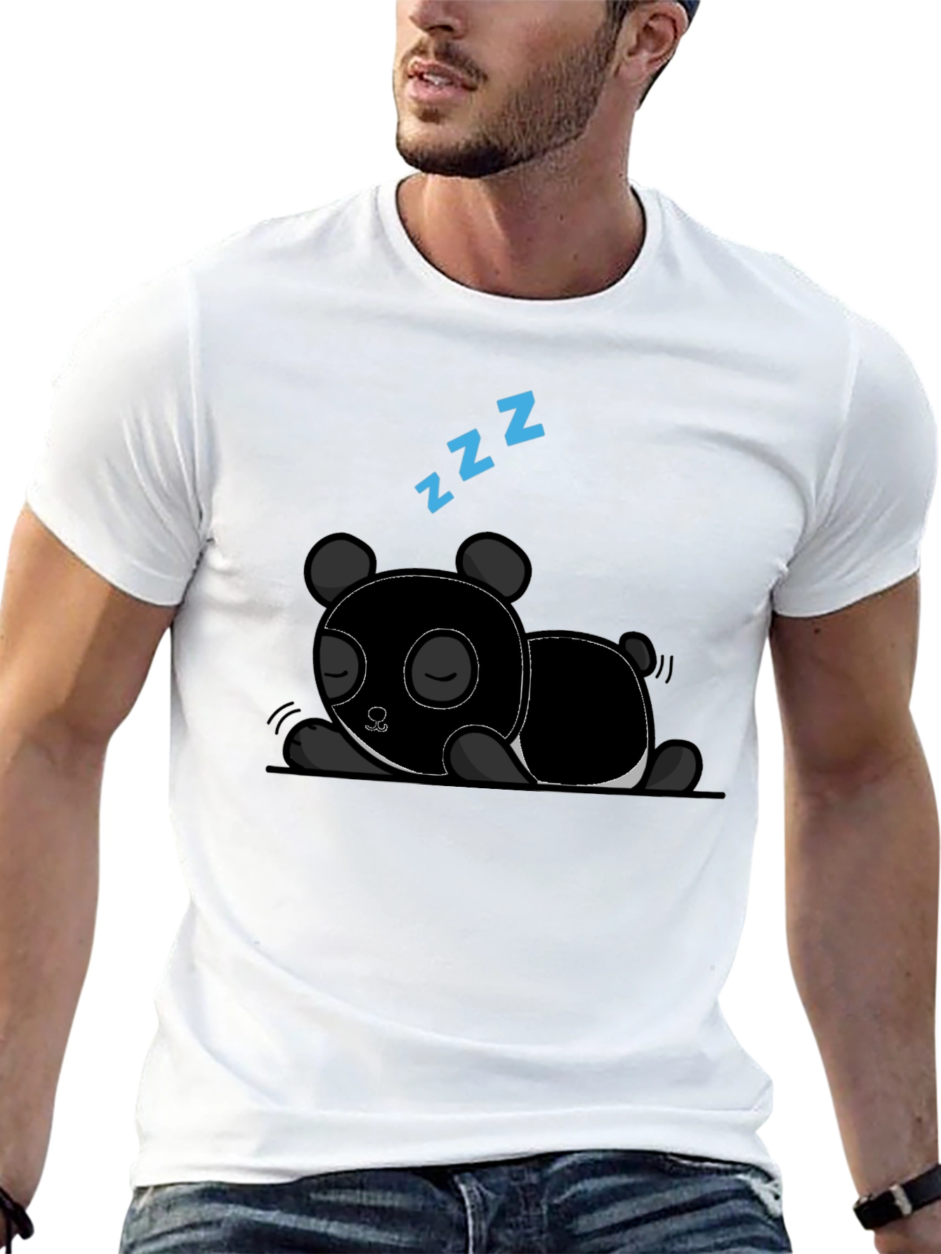 Sleeping Panda Graphic Tee - Black Cotton T-Shirt