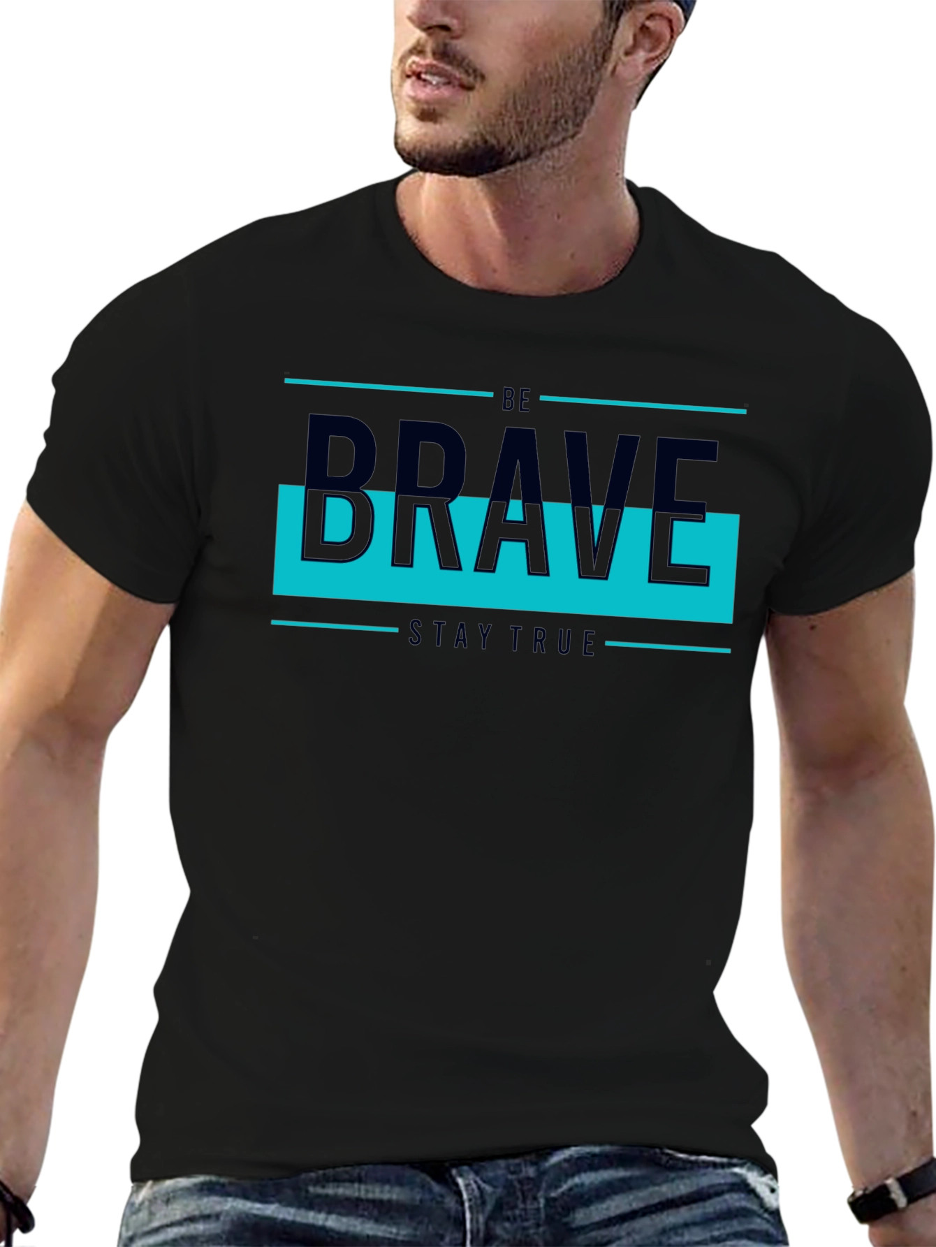 Be Brave Graphic Tee - Mens Casual Black T-Shirt
