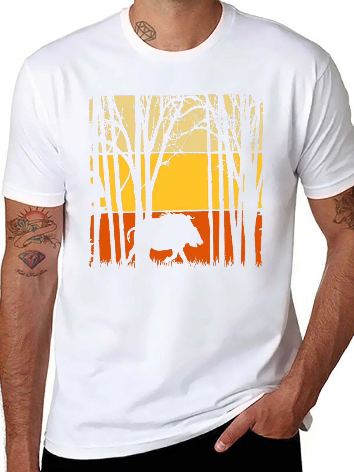 Wild Boar Silhouette Graphic Tee - Nature Lovers Shirt