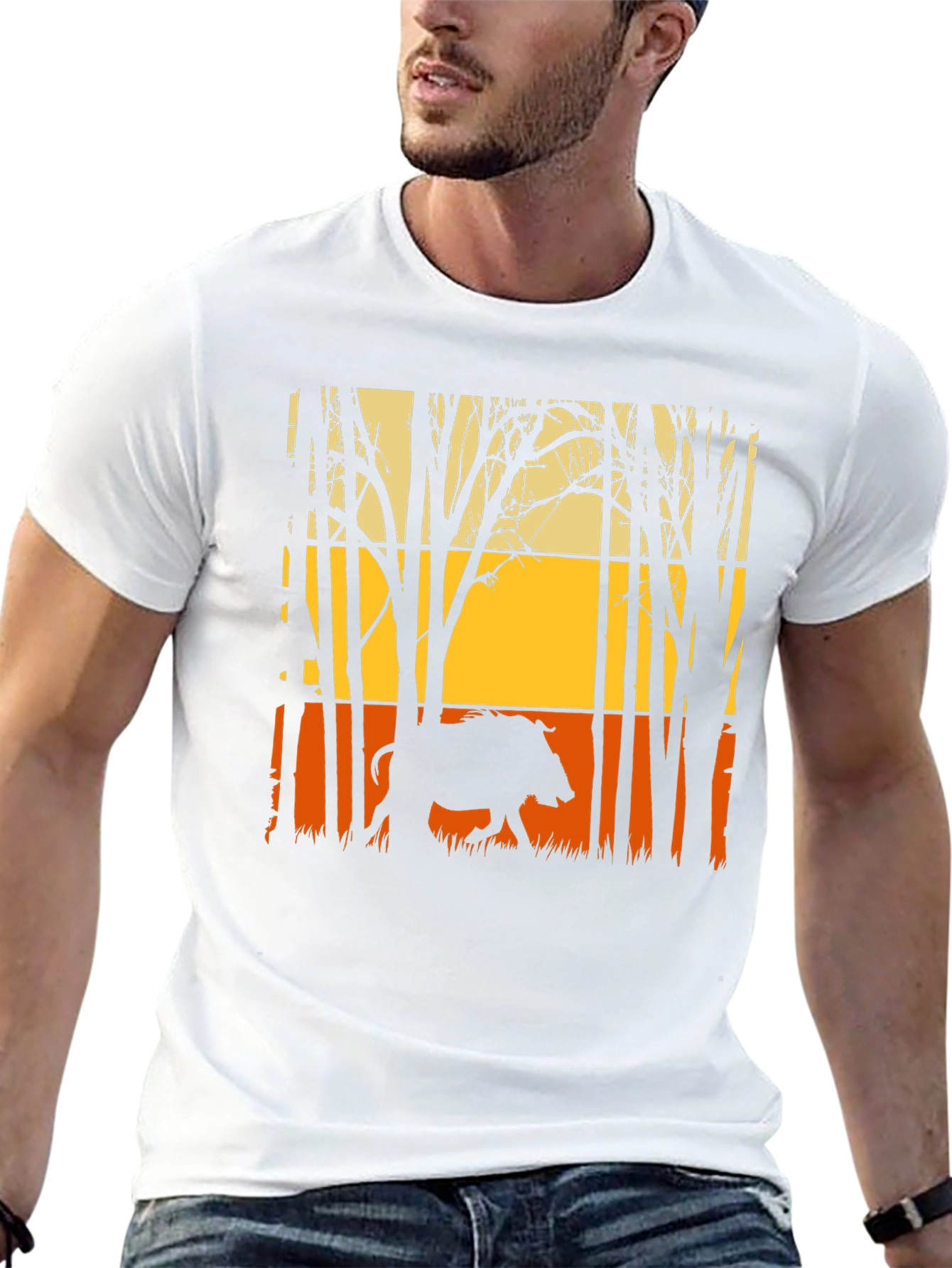 Wild Boar Silhouette Graphic Tee - Nature Lovers Shirt