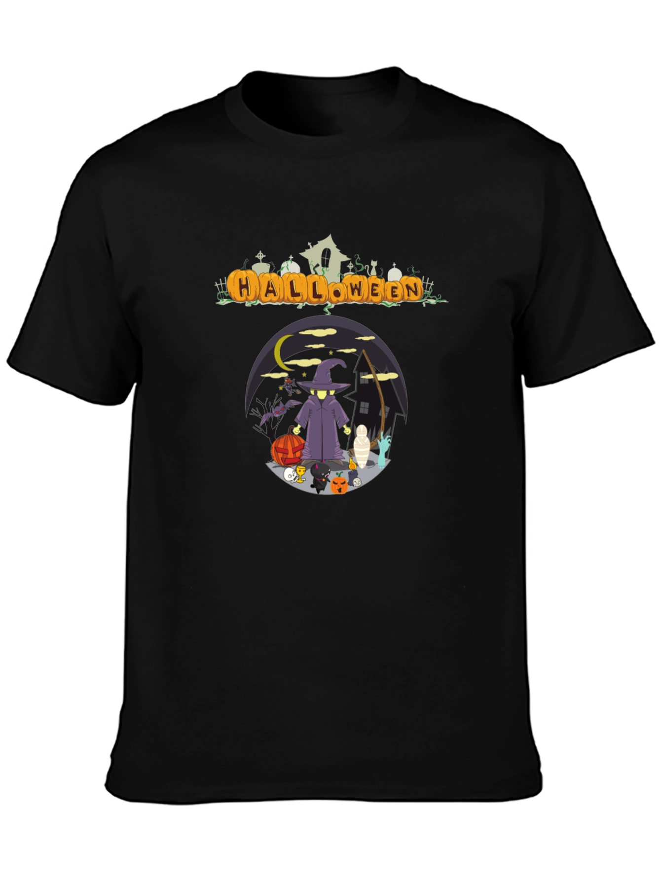 Halloween Graphic Print Crew Neck T-Shirt