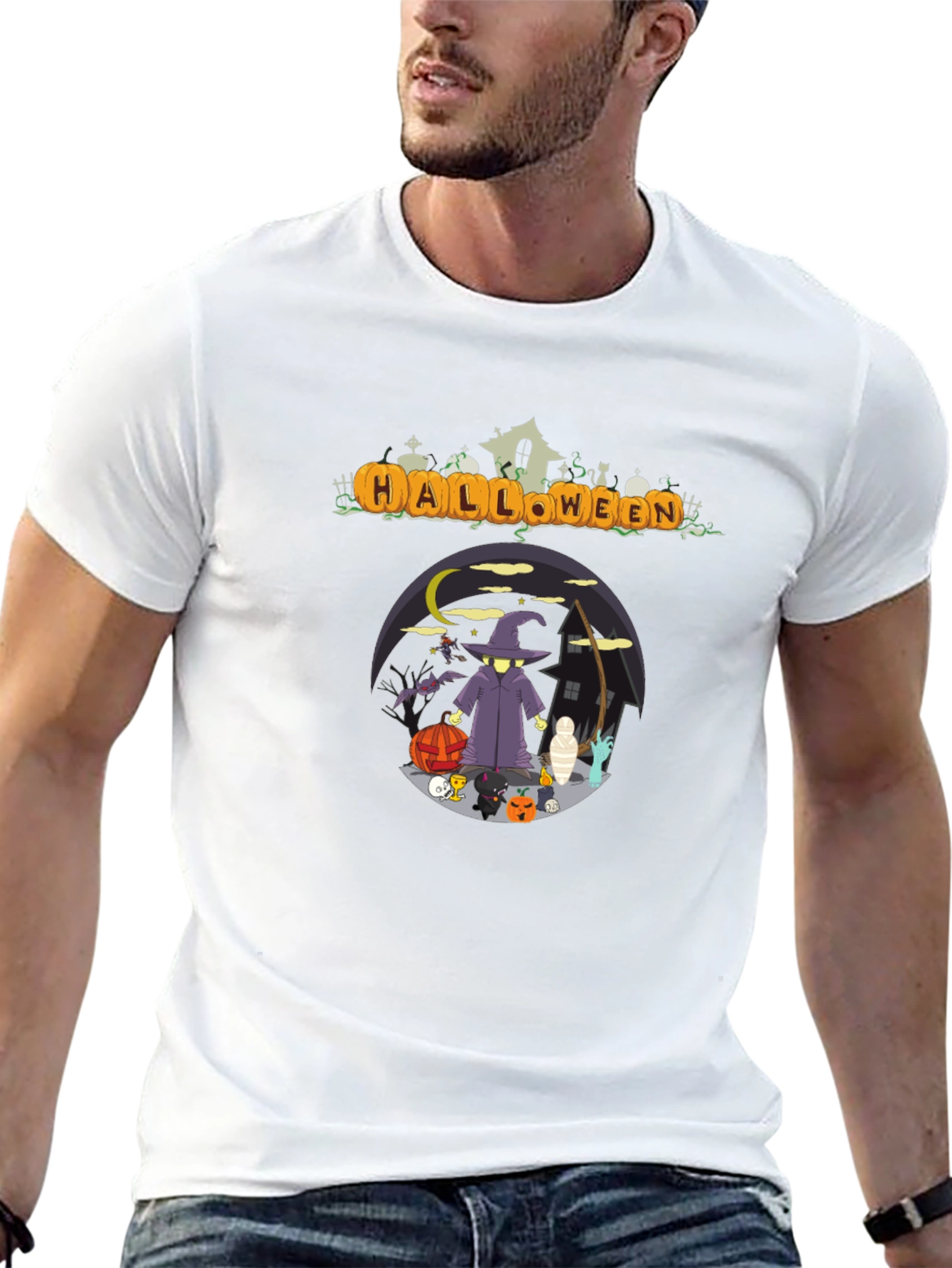 Halloween Graphic Print Crew Neck T-Shirt