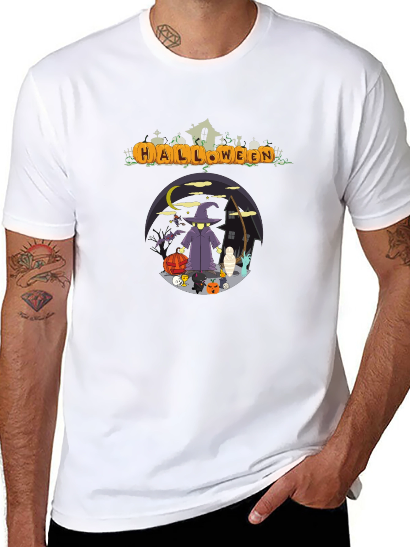 Halloween Graphic Print Crew Neck T-Shirt