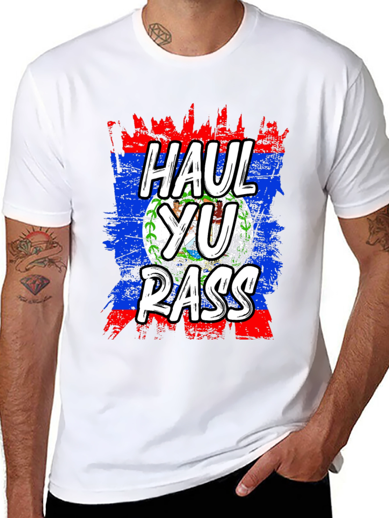Haul Yu Rass T-Shirt - Belize Flag Graphic Tee
