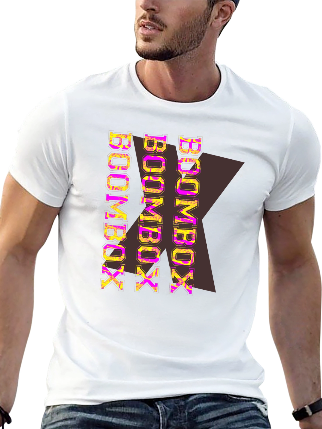 Boombox Graphic Print Black T-Shirt
