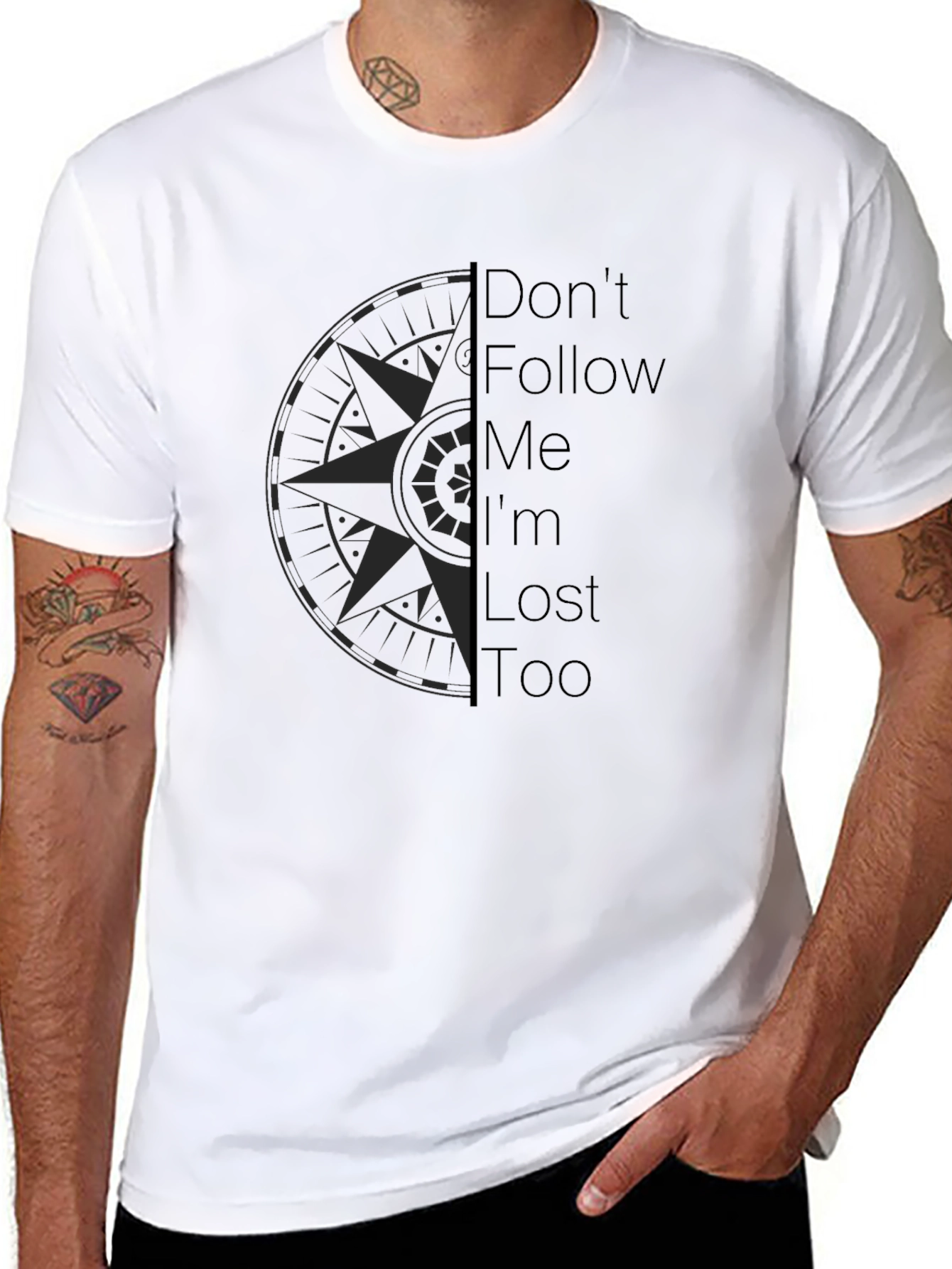 Dont Follow Me Im Lost Too Black Graphic Tee