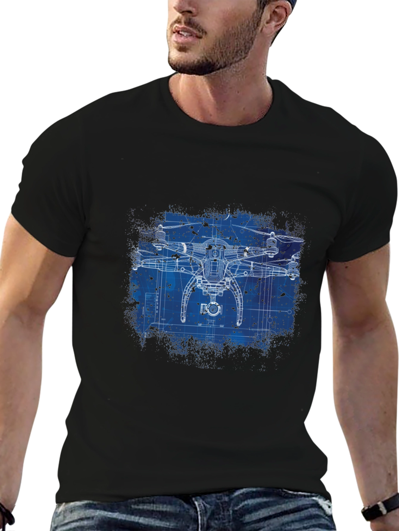 Drone Blueprint Graphic T-Shirt