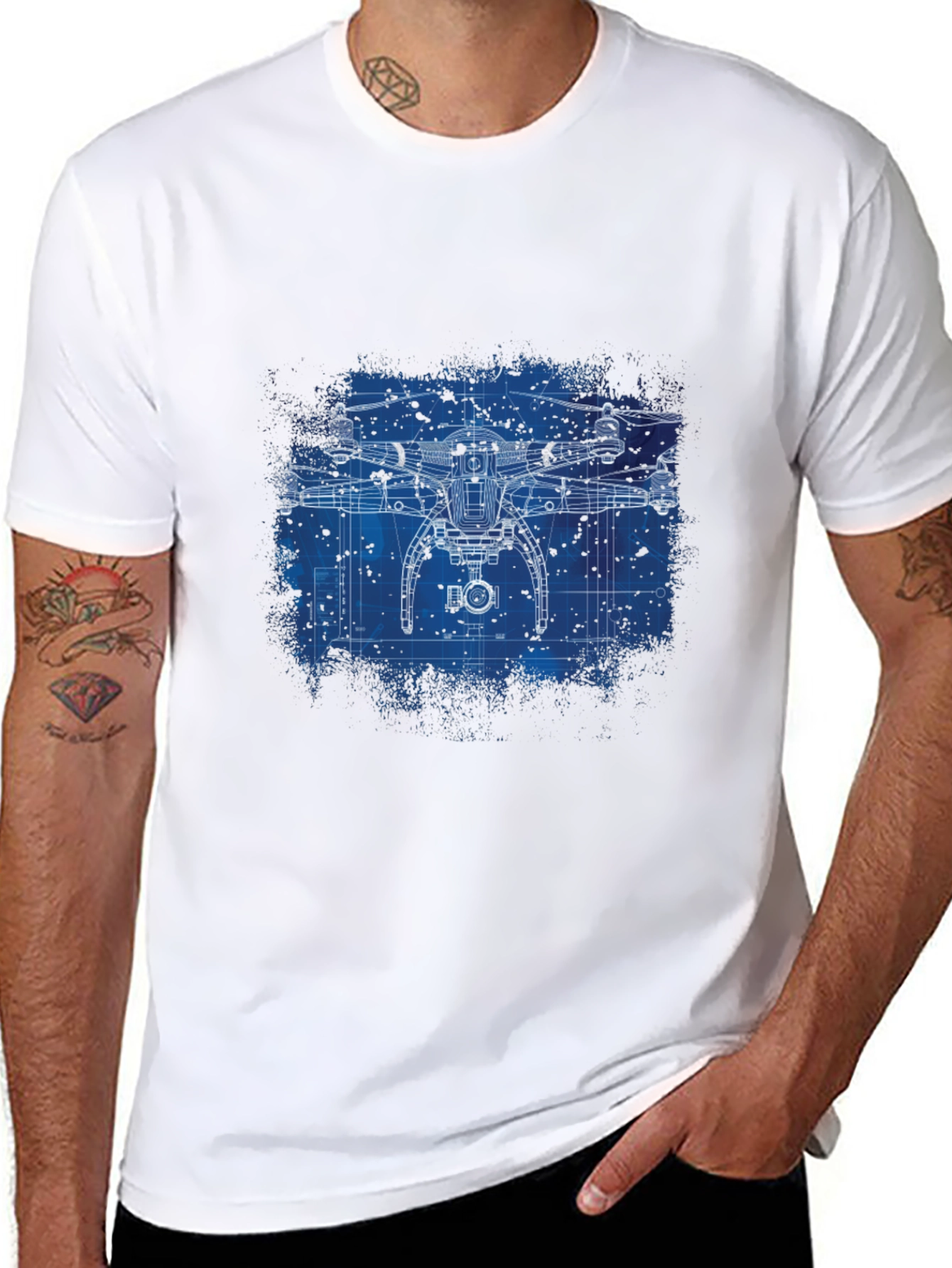 Drone Blueprint Graphic T-Shirt