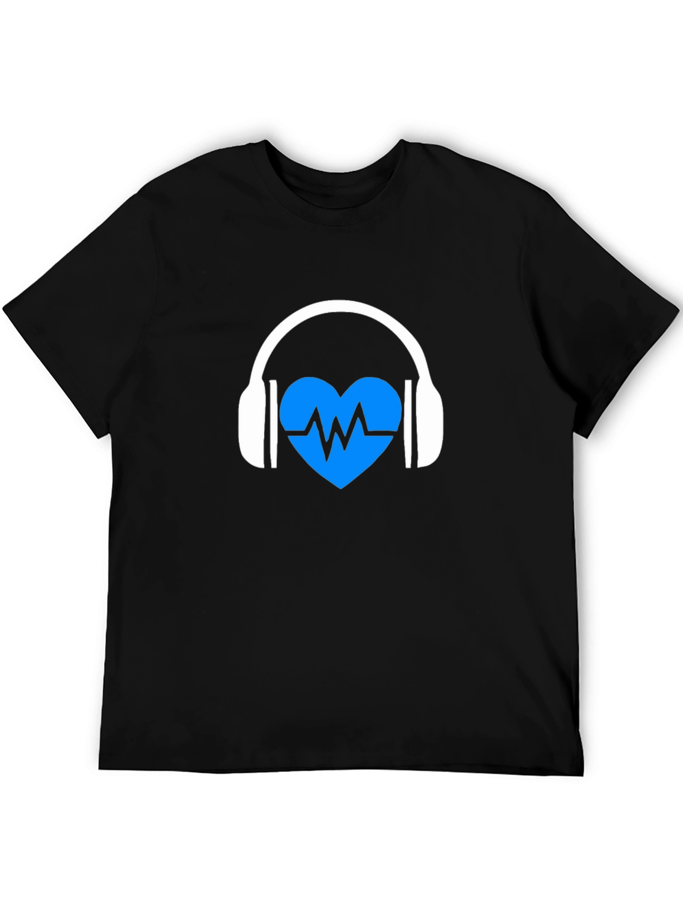 Heartbeat Headphones Black Graphic Tee