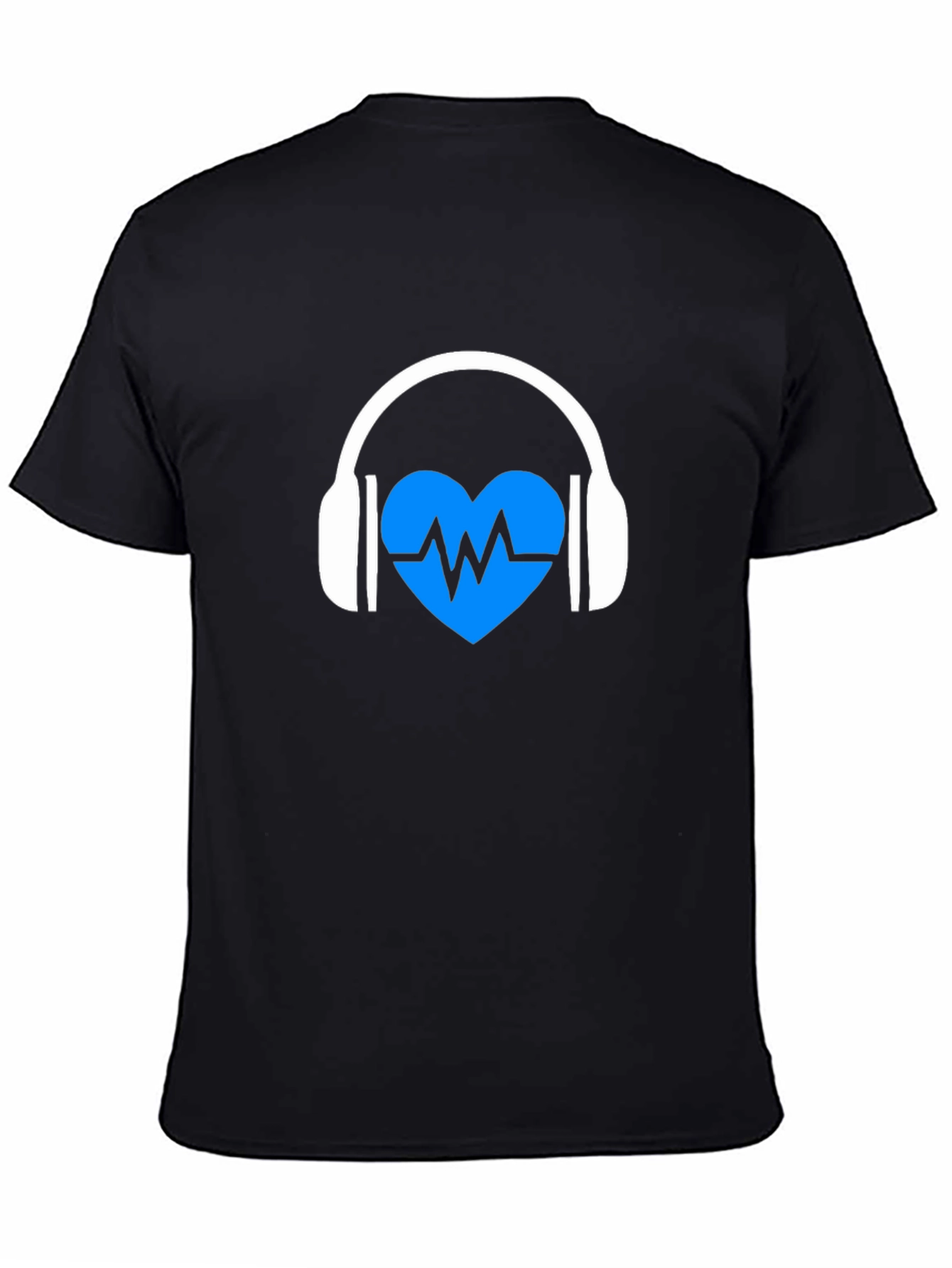 Heartbeat Headphones Black Graphic Tee