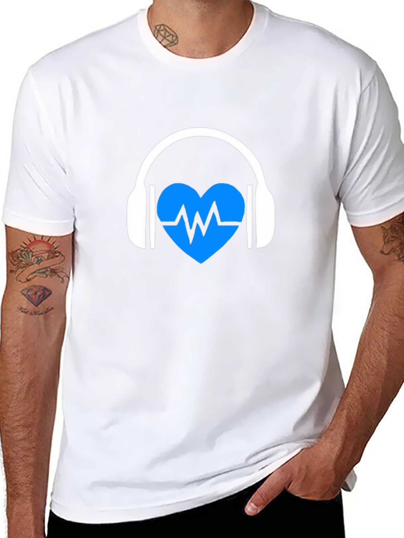Heartbeat Headphones Black Graphic Tee