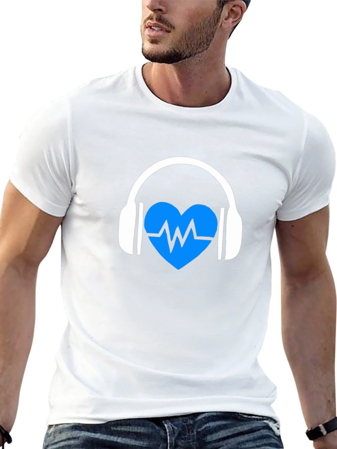 Heartbeat Headphones Black Graphic Tee