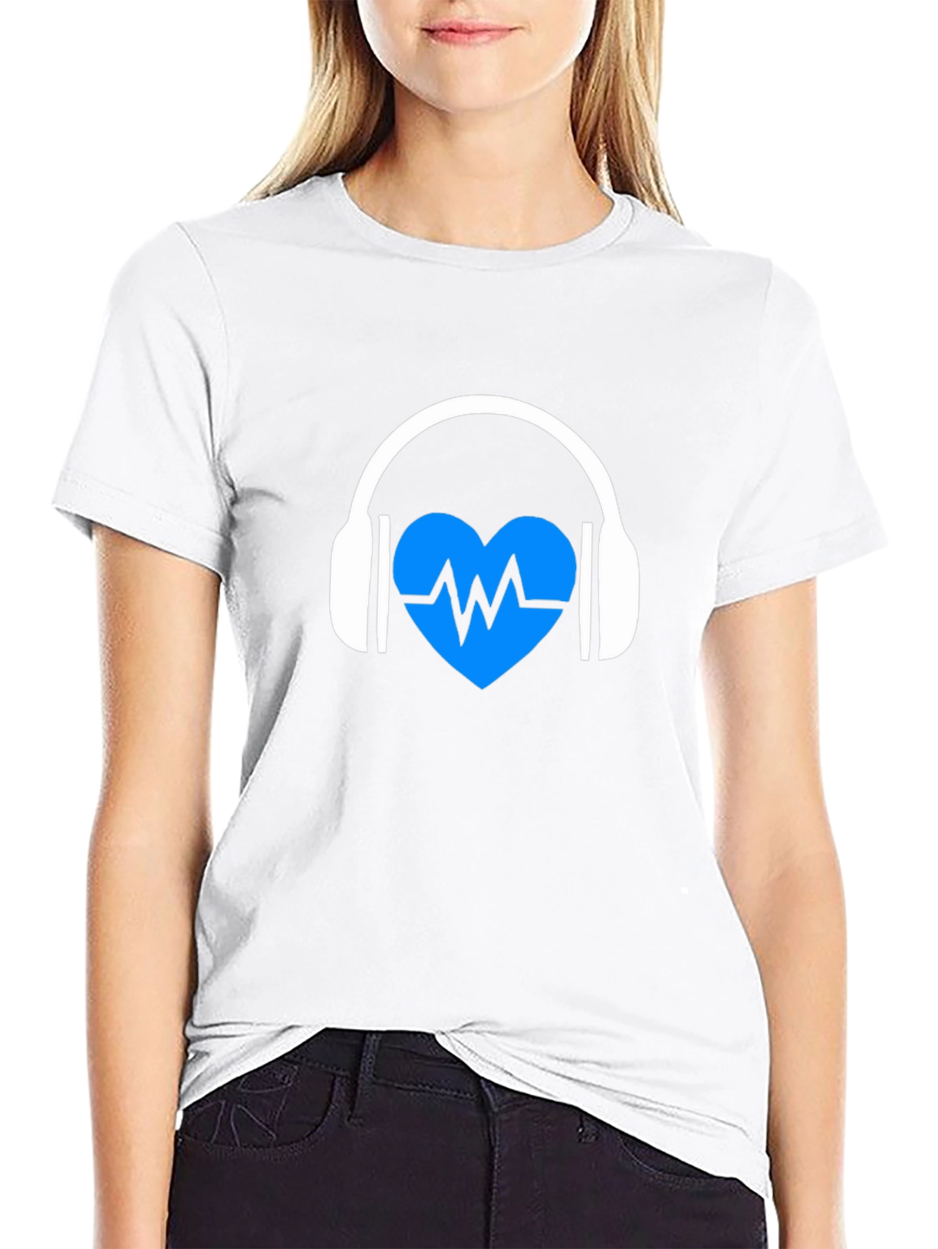 Heartbeat Headphones Black Graphic Tee