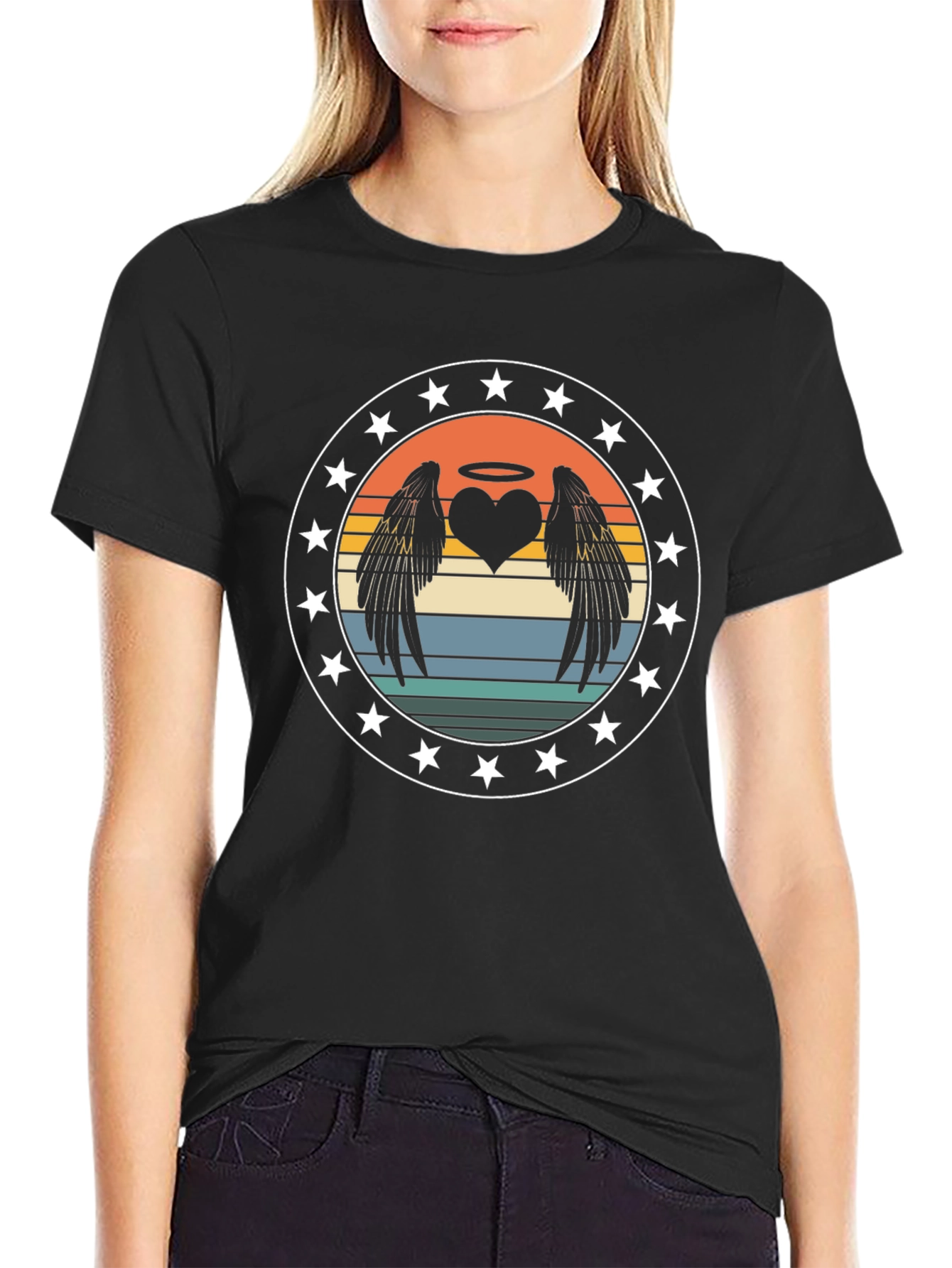 Retro Angel Wings Heart T-Shirt