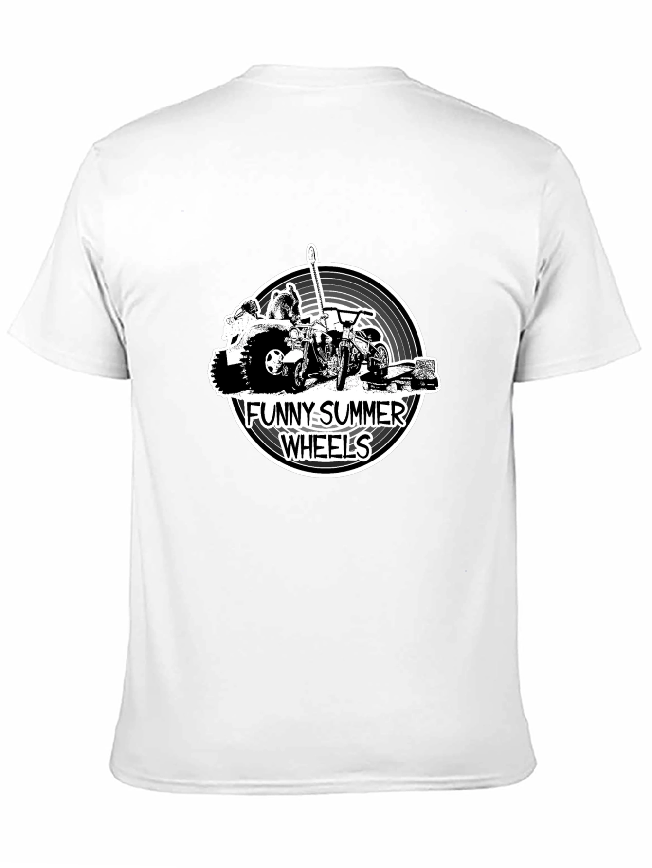Funny Summer Wheels Black Graphic T-Shirt