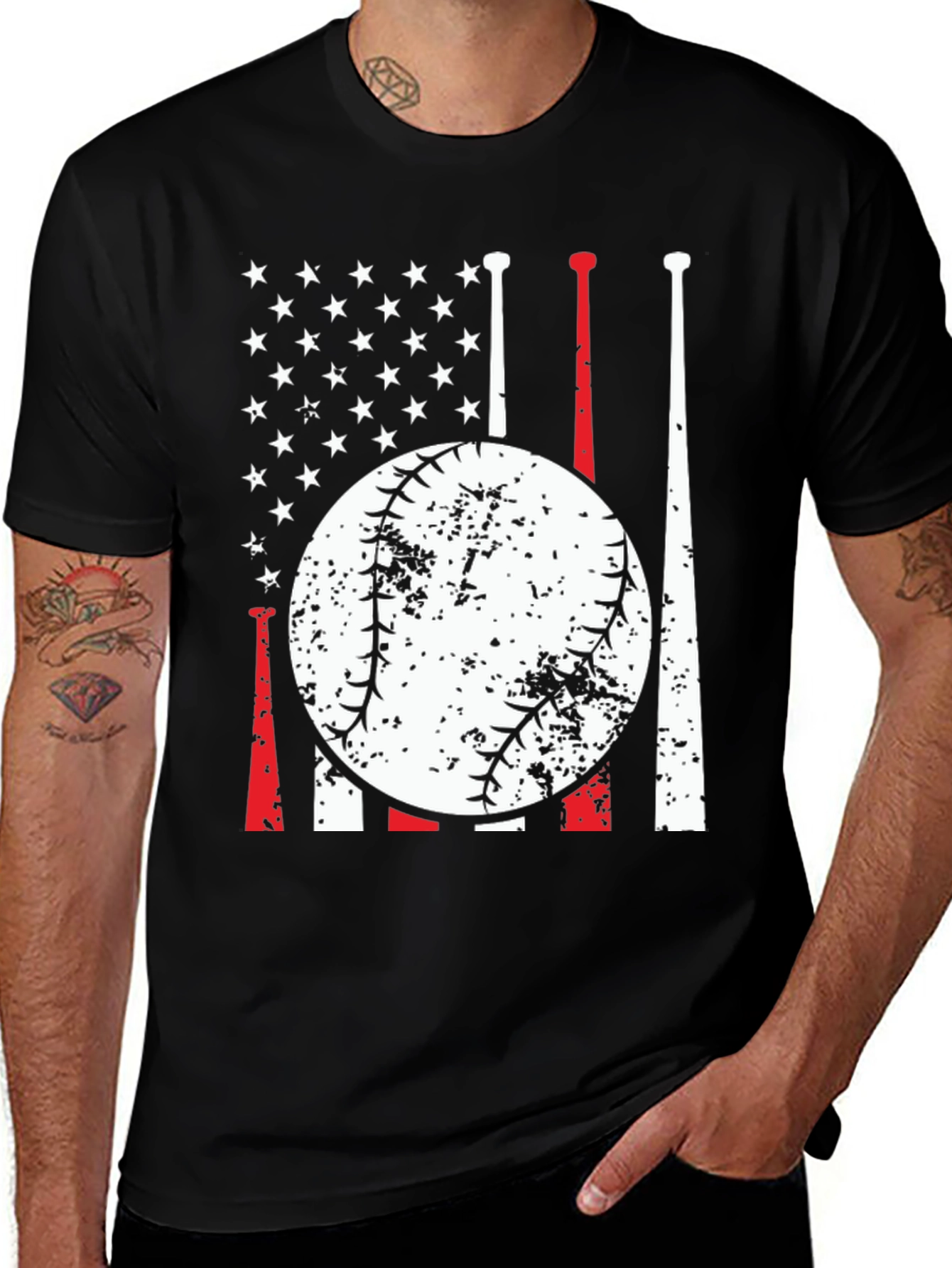 Baseball USA Flag Graphic Tee