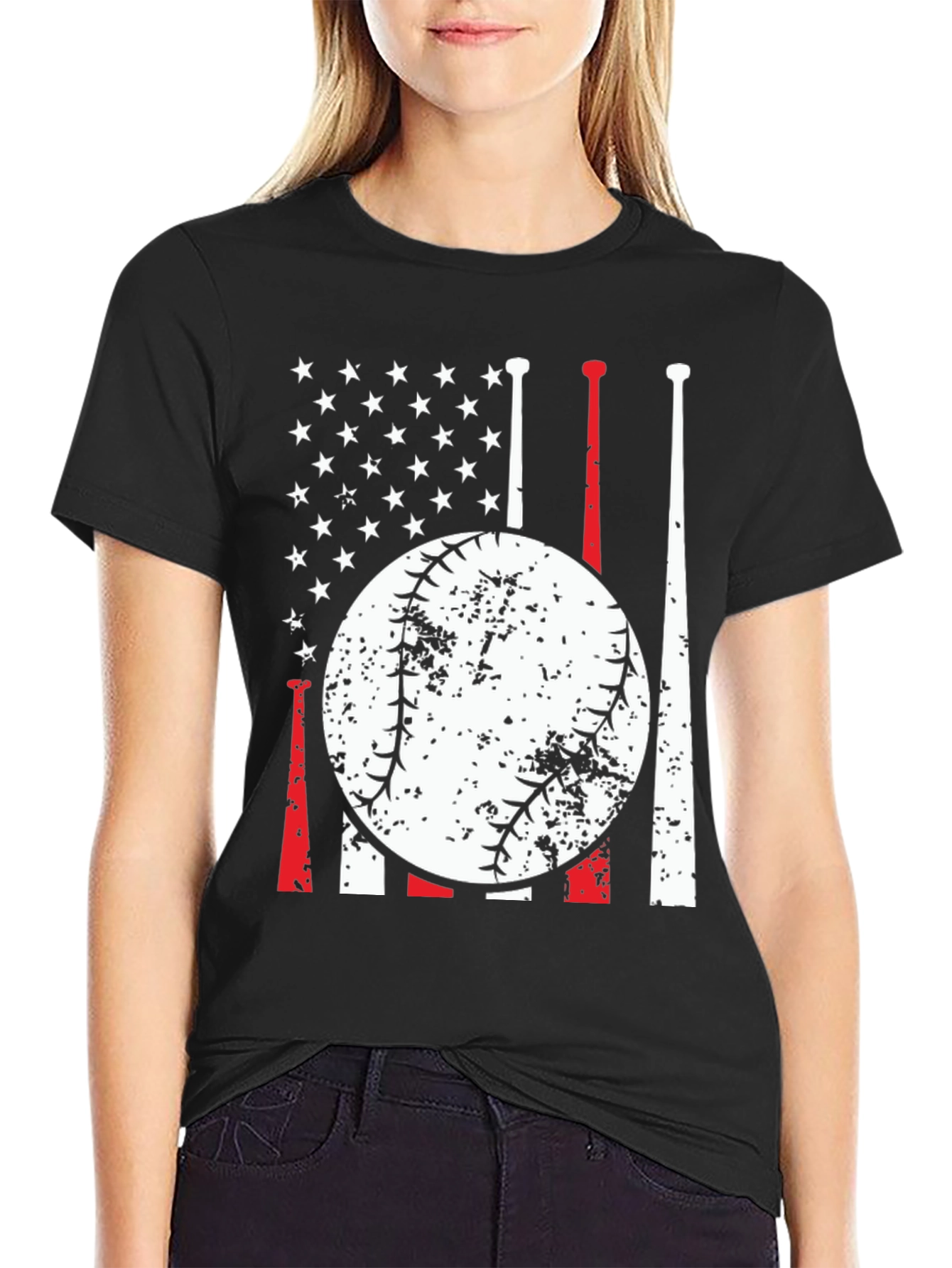 Baseball USA Flag Graphic Tee